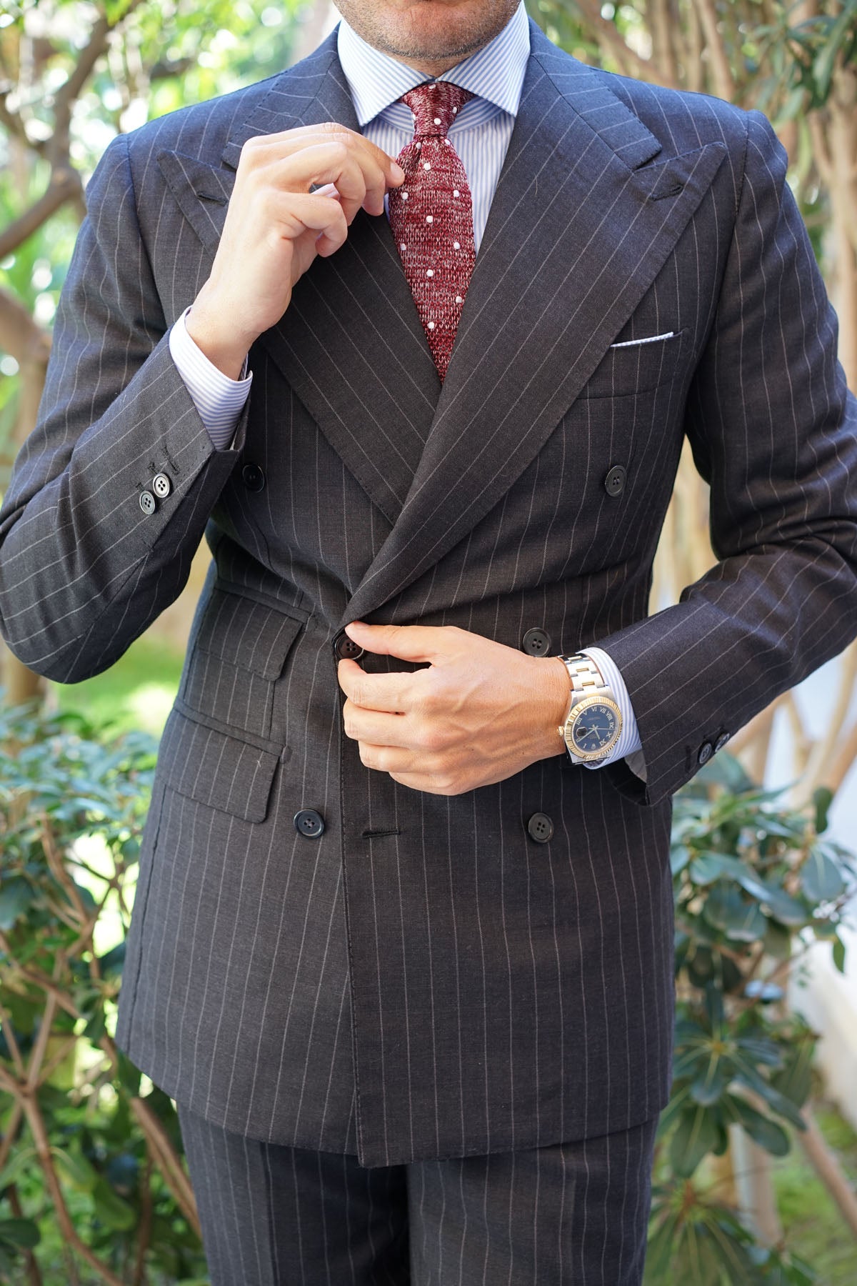 Chambray Red Polka Dot Knitted Tie