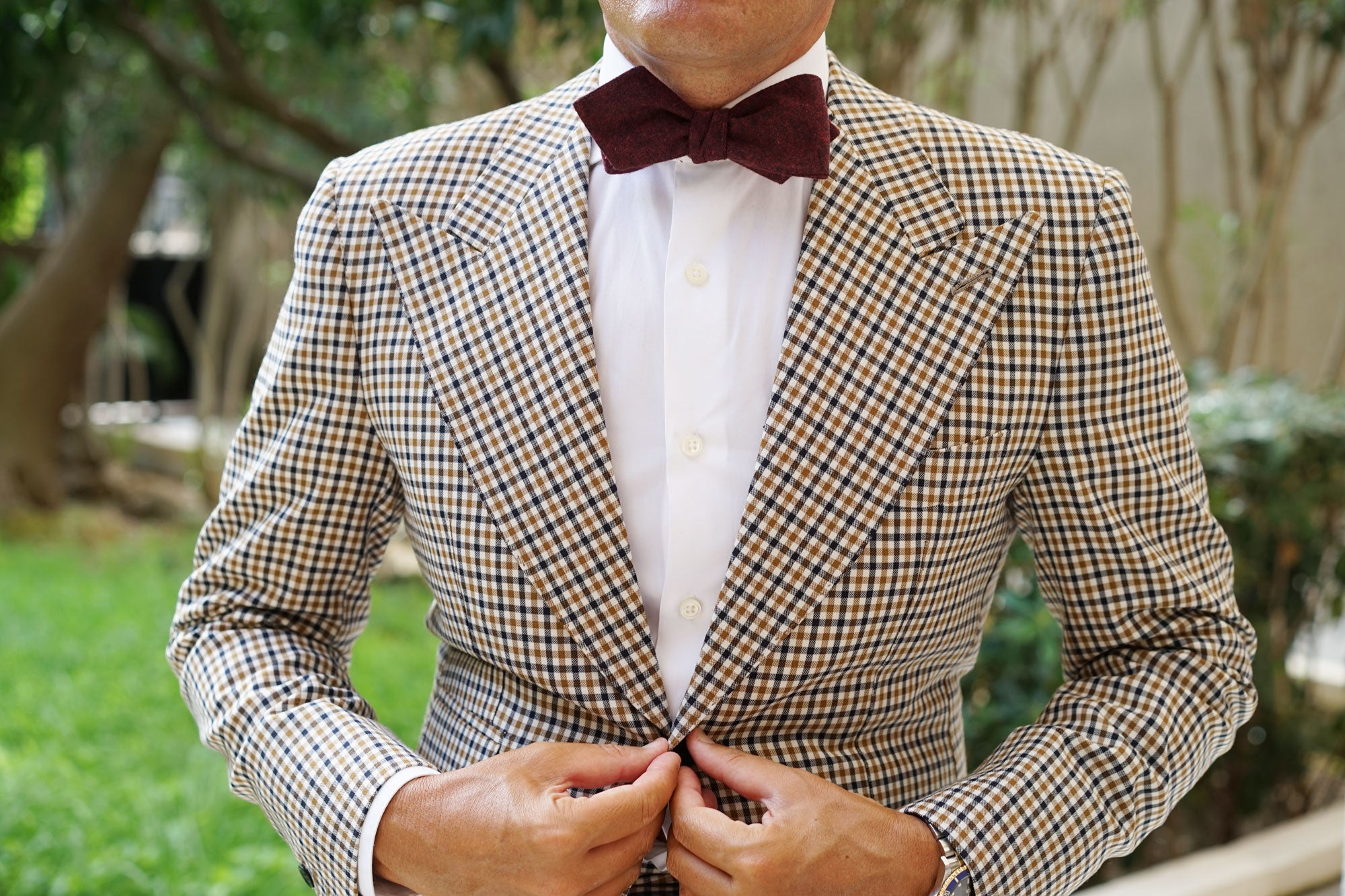 Brooklyn Burnt Red Diamond Self Bow Tie