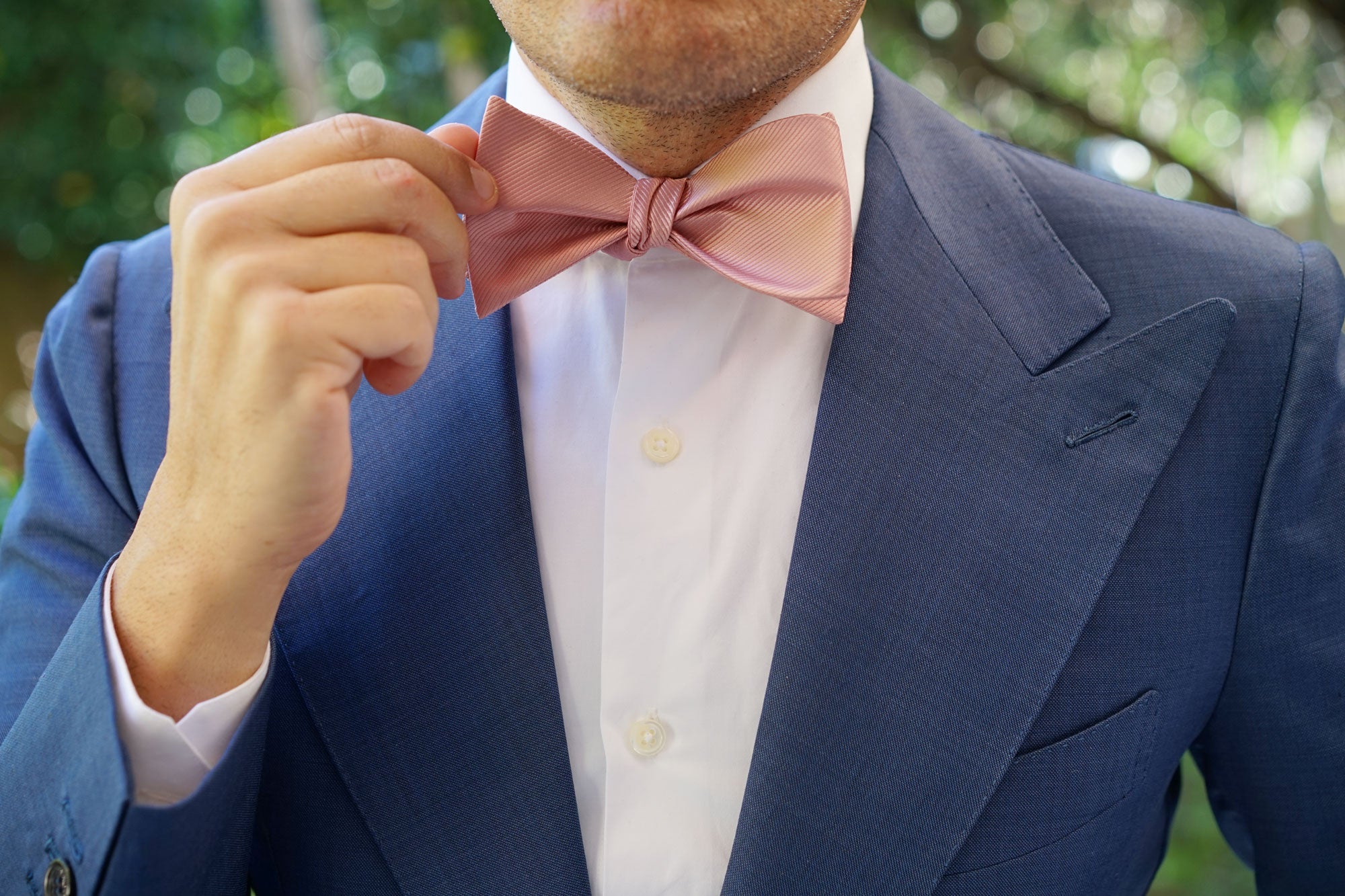 Dusty Blush Pink Twill Self Bow Tie