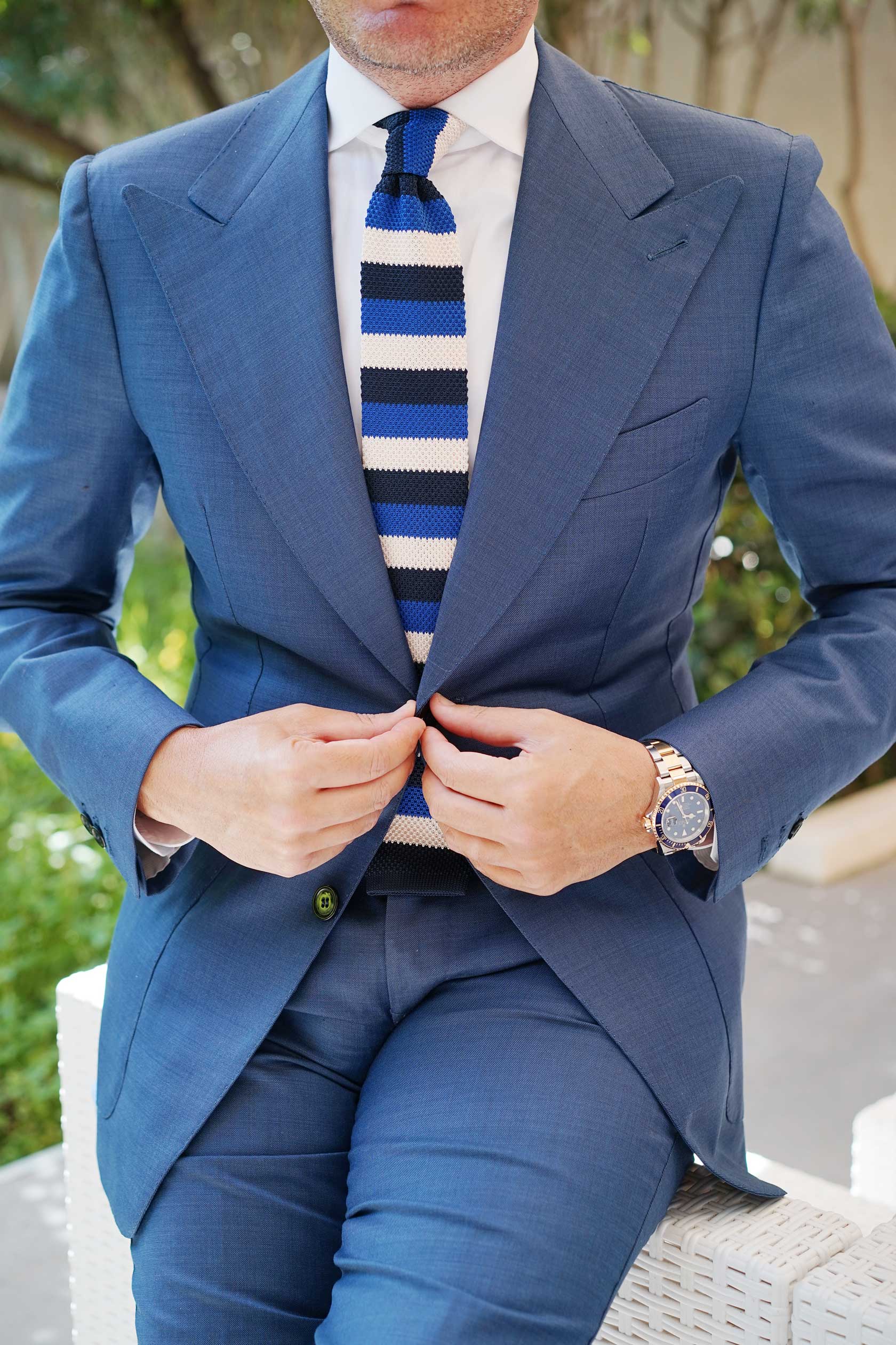 Jimmy the Gent Blue Striped Knitted Tie