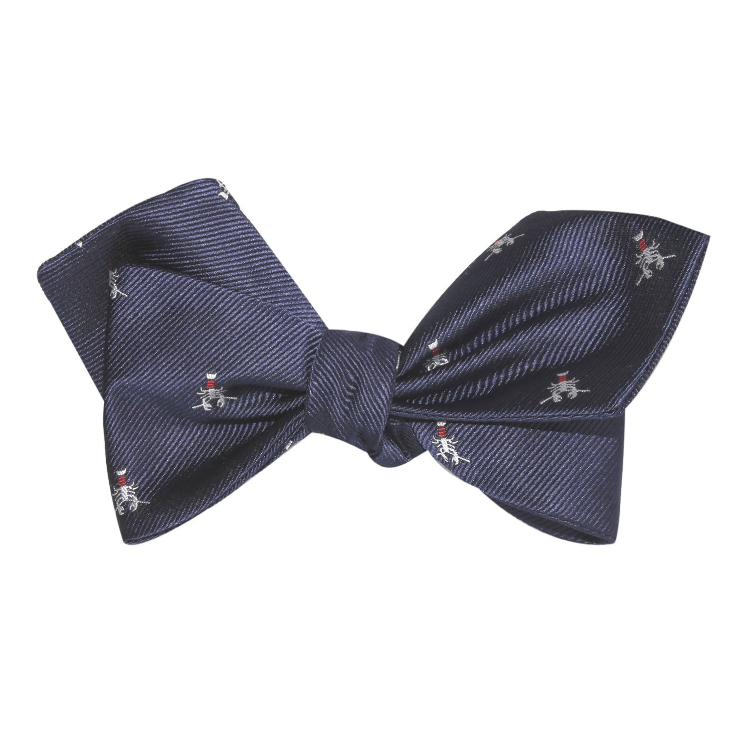 Navy Blue Lobster Self Tie Diamond Tip Bow Tie