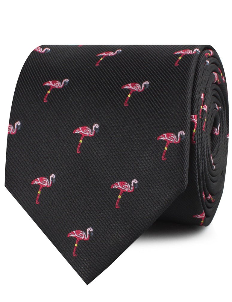 Aruba Island Black Flamingo Necktie