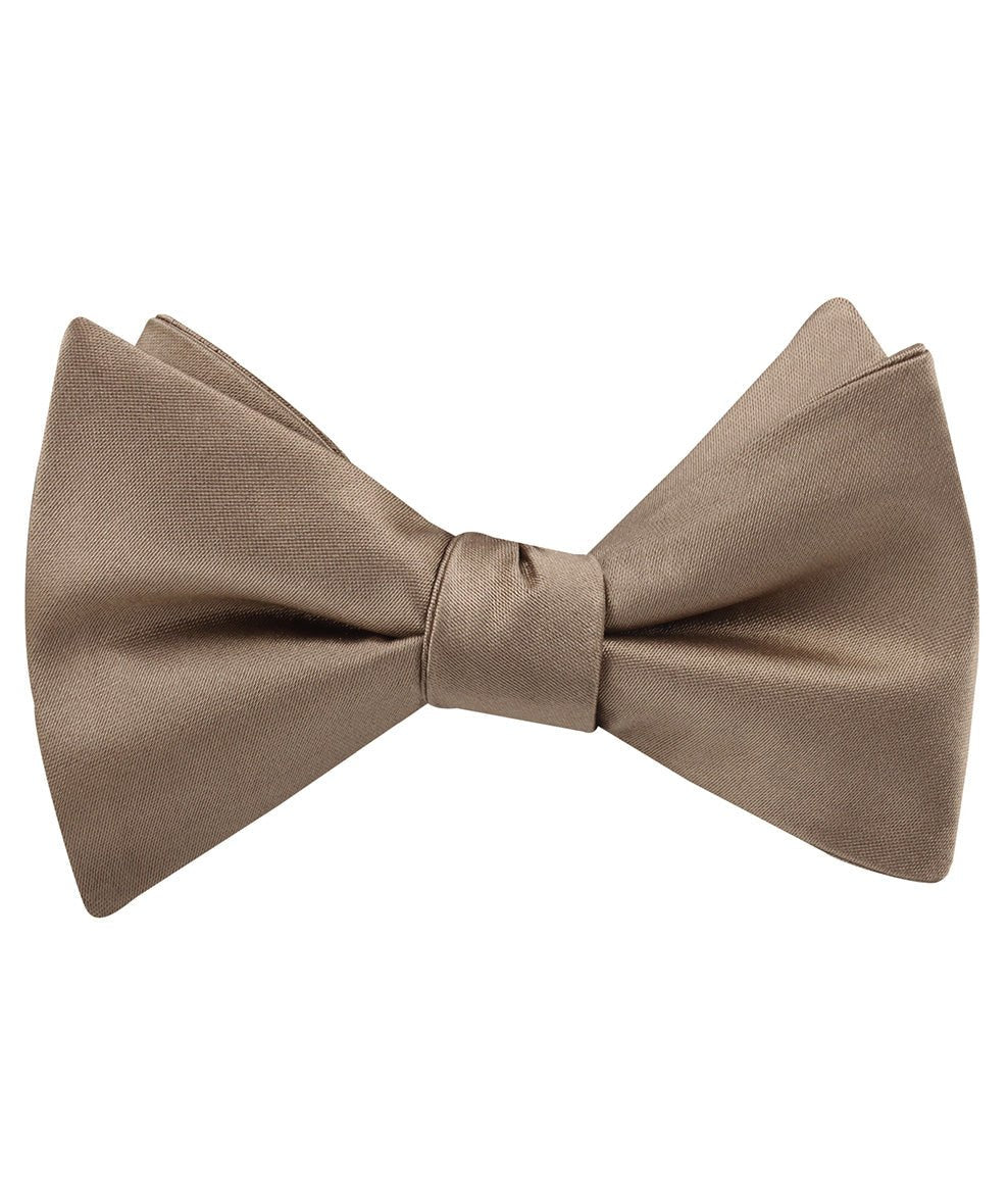 Dune Beige Brown Satin Self Bow Tie