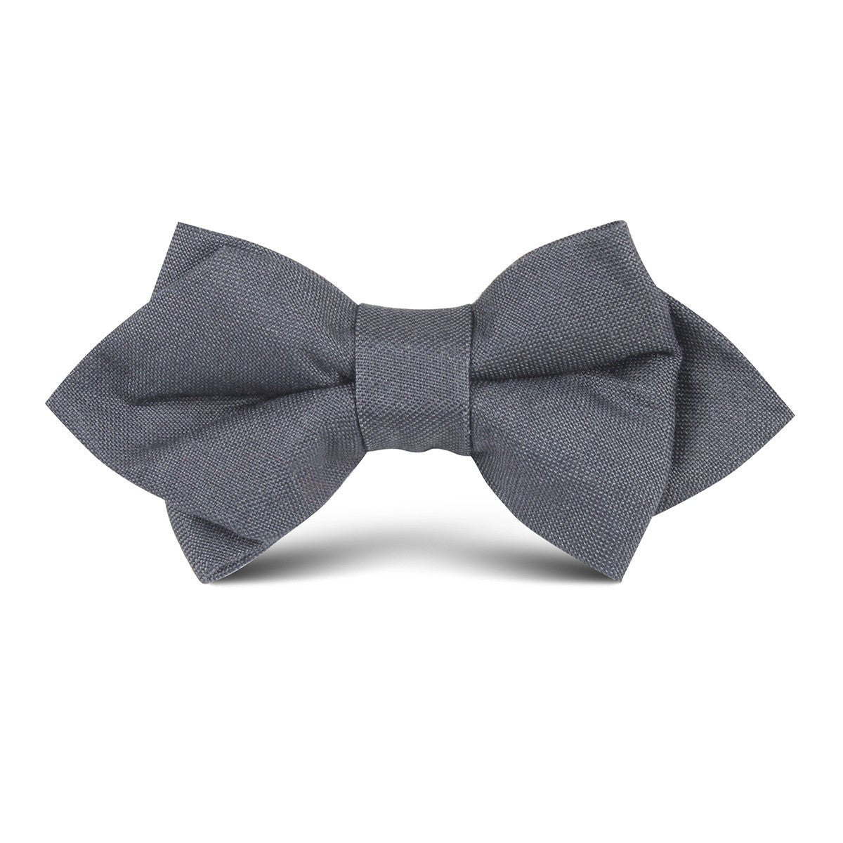 Charcoal Grey Slub Linen Kids Diamond Bow Tie