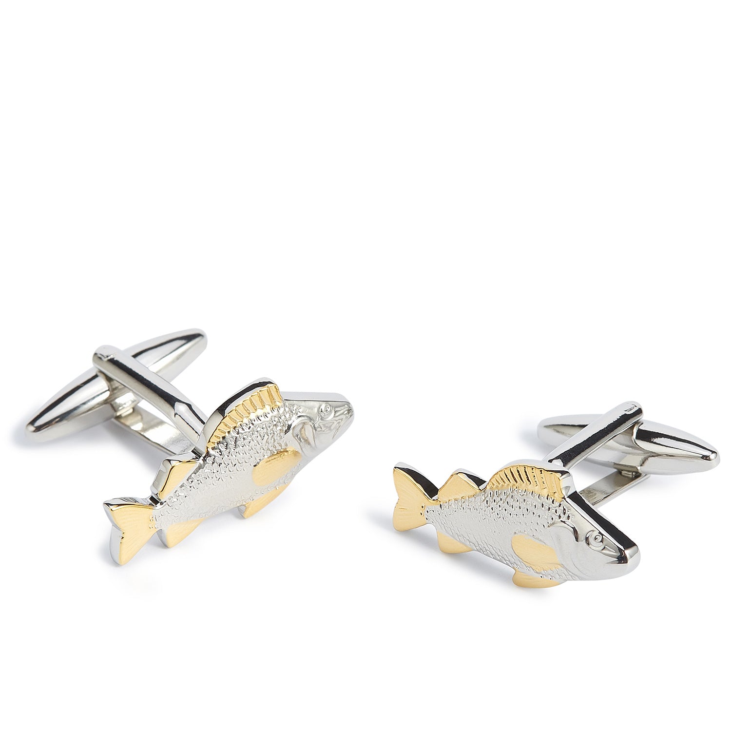 Gold Accent White Sea Bass Cufflinks