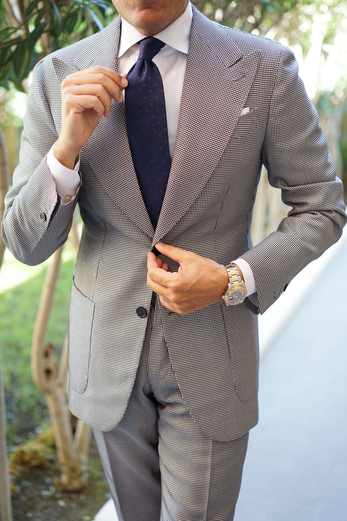 Navy Blue with Brown Polka Dots Necktie