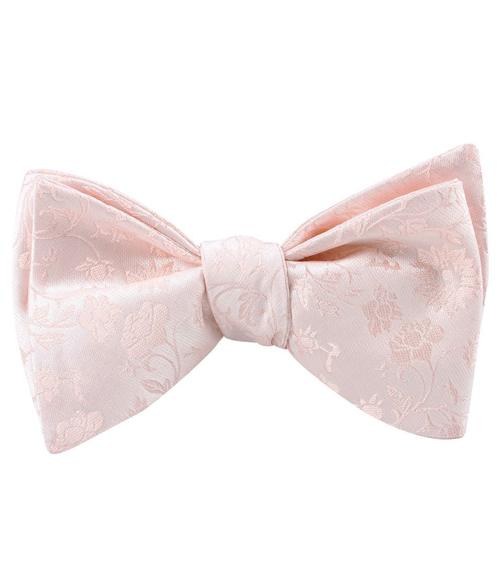 Blush Pink Rose Floral Self Bow Tie