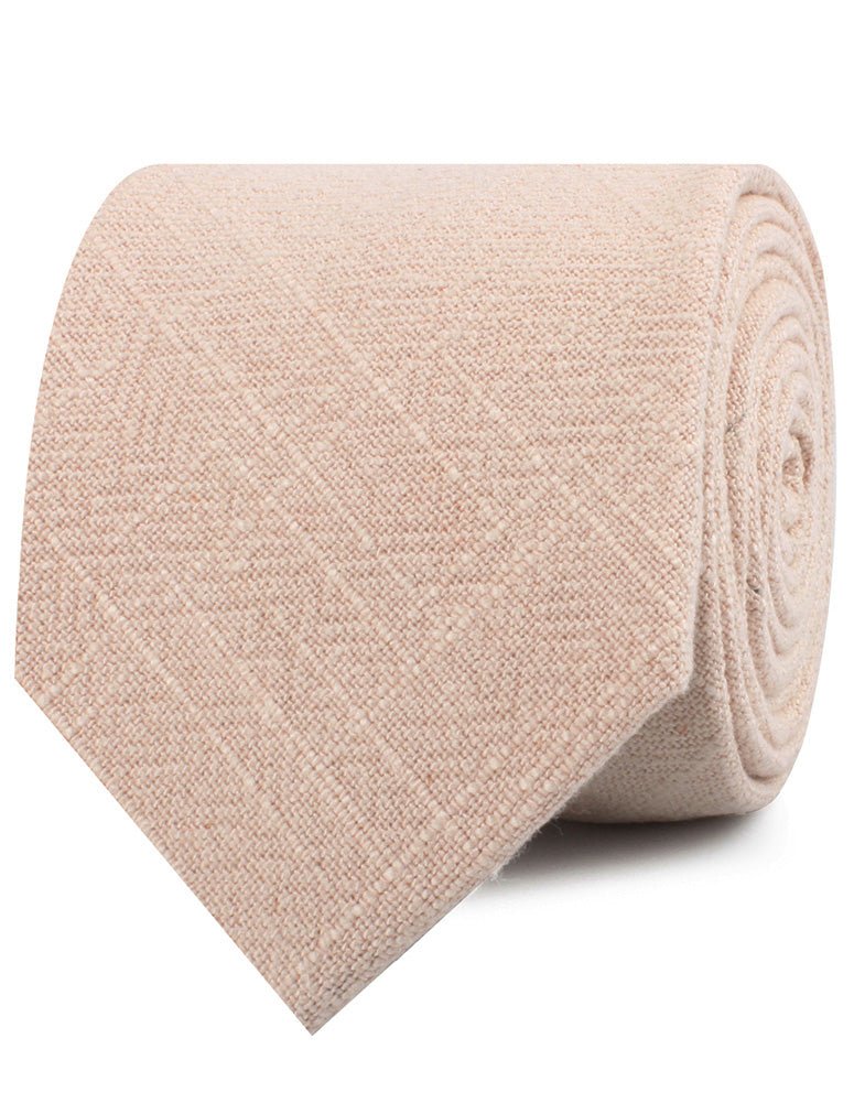 Cameo Beige Pink Chenille Linen Necktie