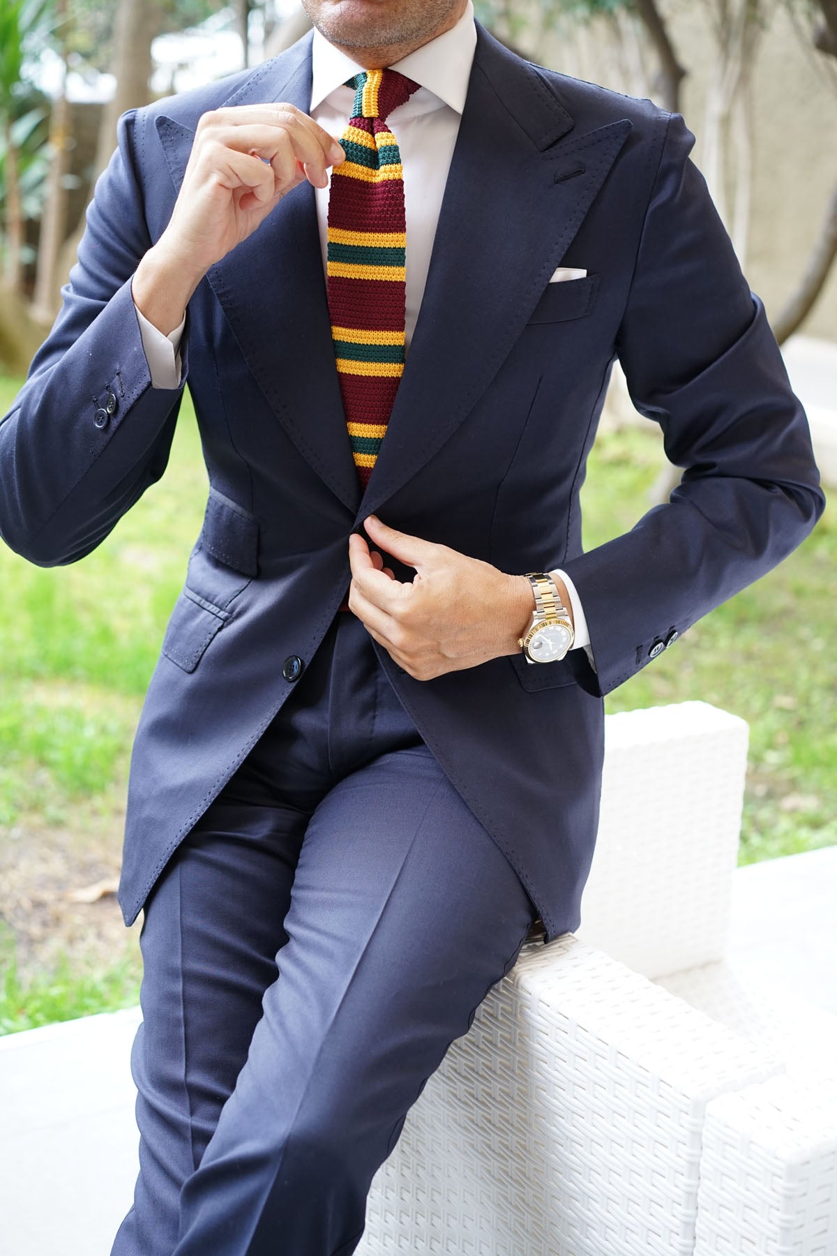 Gable Maroon Striped Knitted Tie