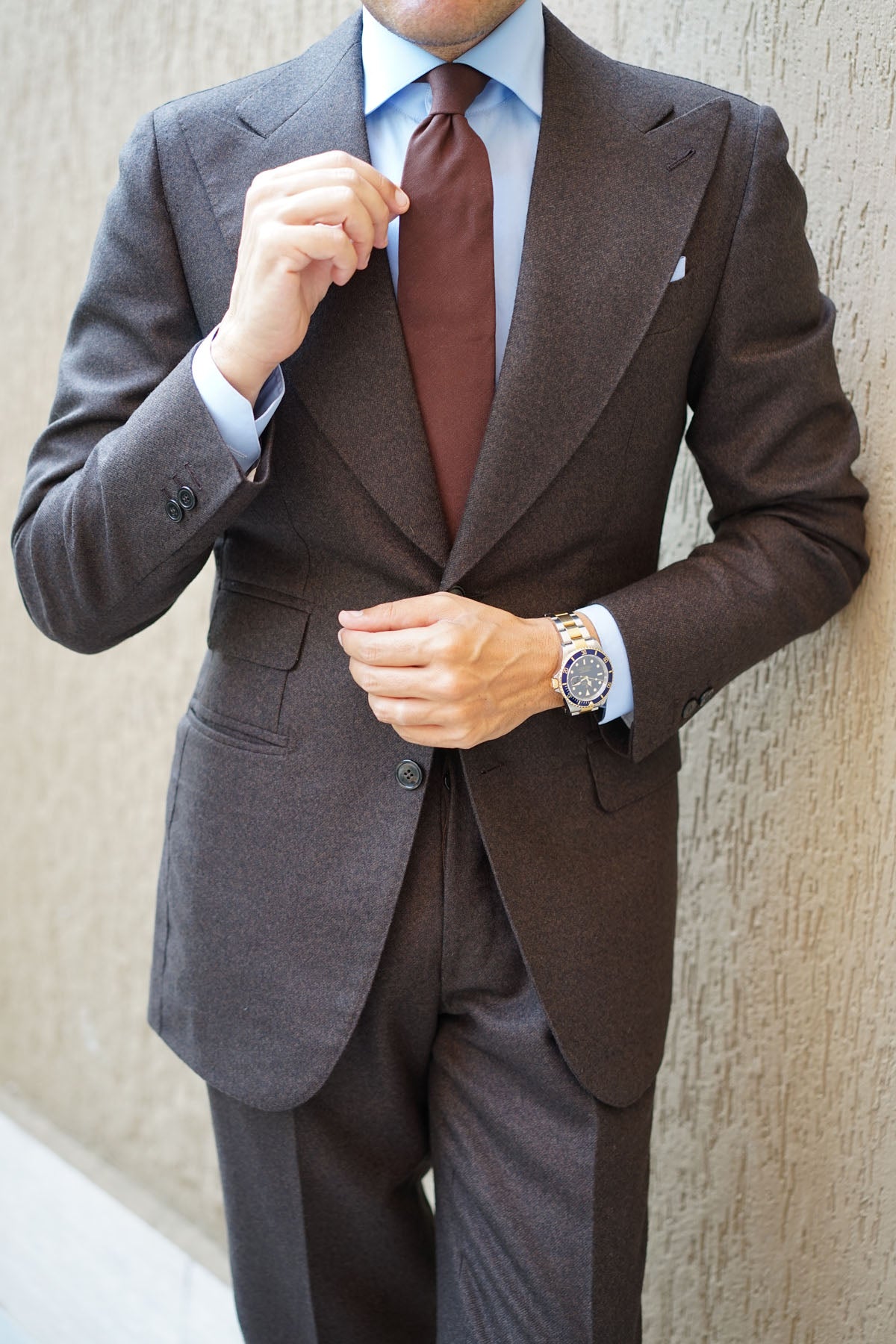 Walnut Brown Slub Linen Tie