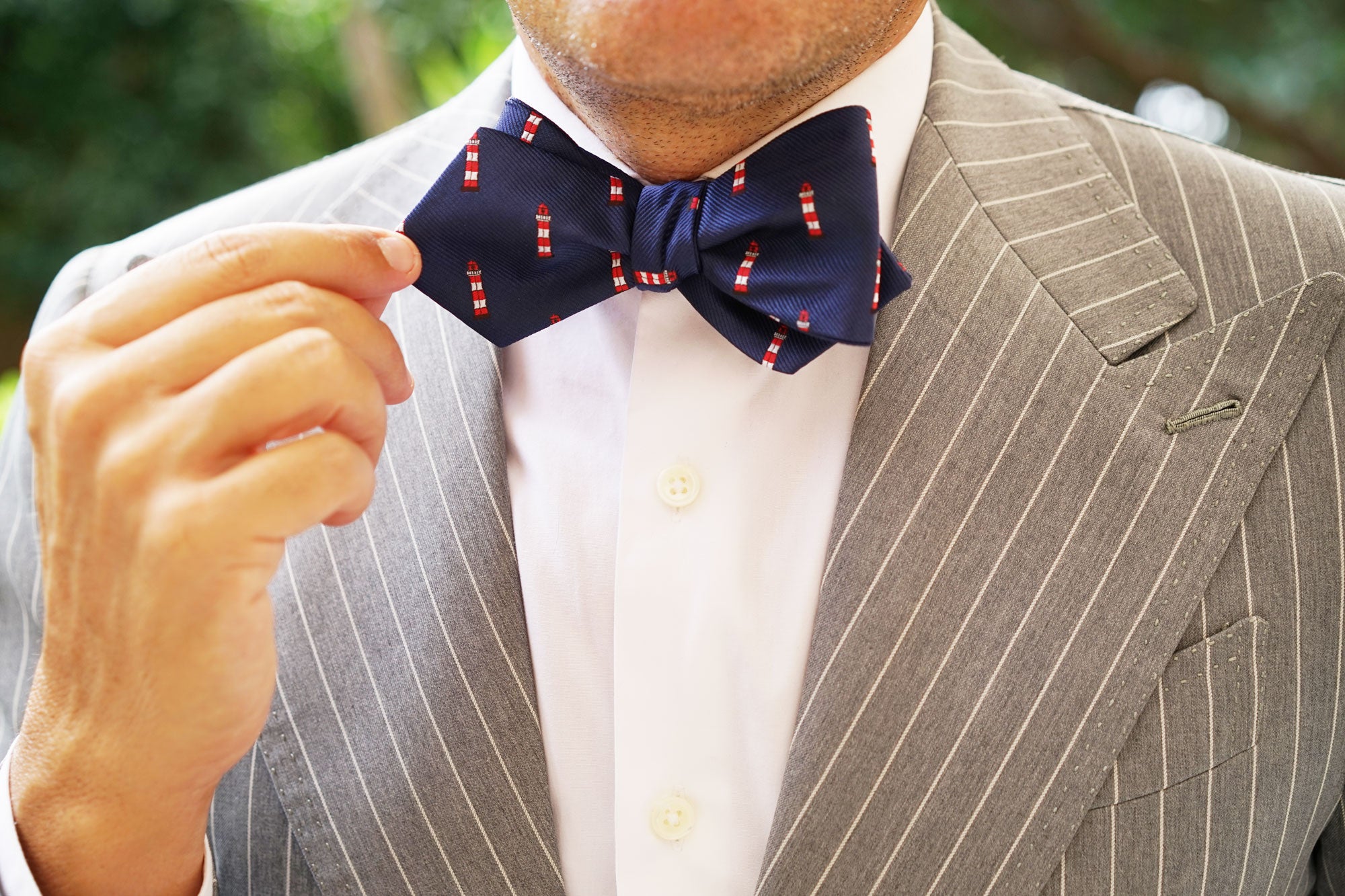 Nautical Lighthouse Diamond Self Bow Tie