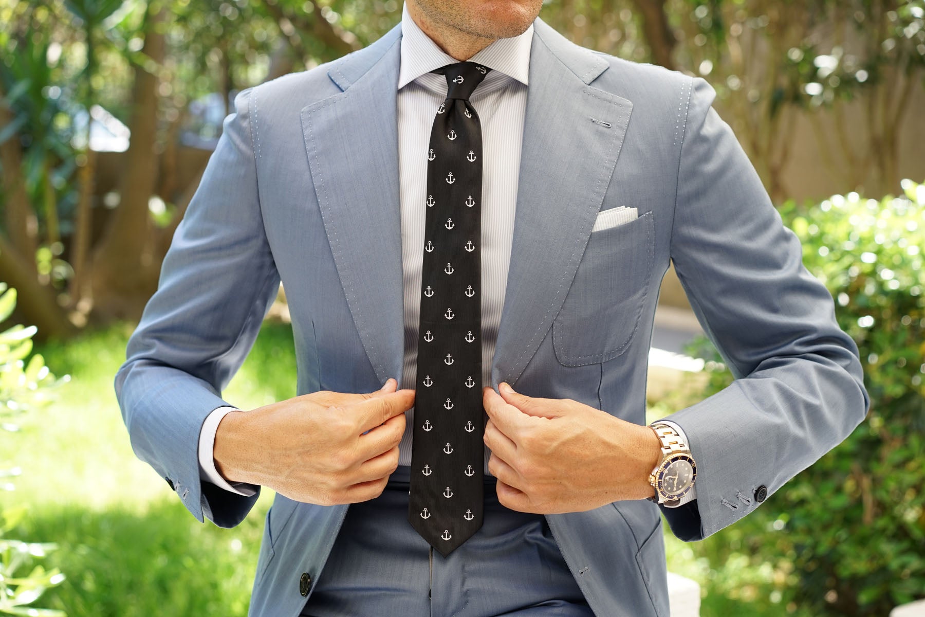 Black Anchor Skinny Tie