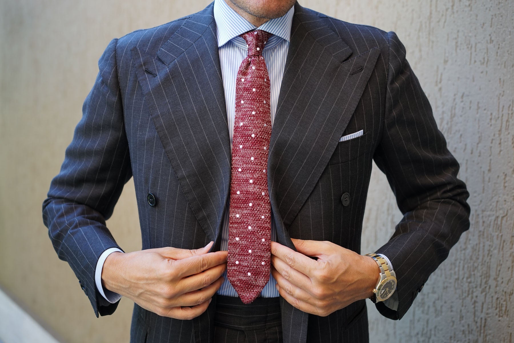 Chambray Red Polka Dot Knitted Tie