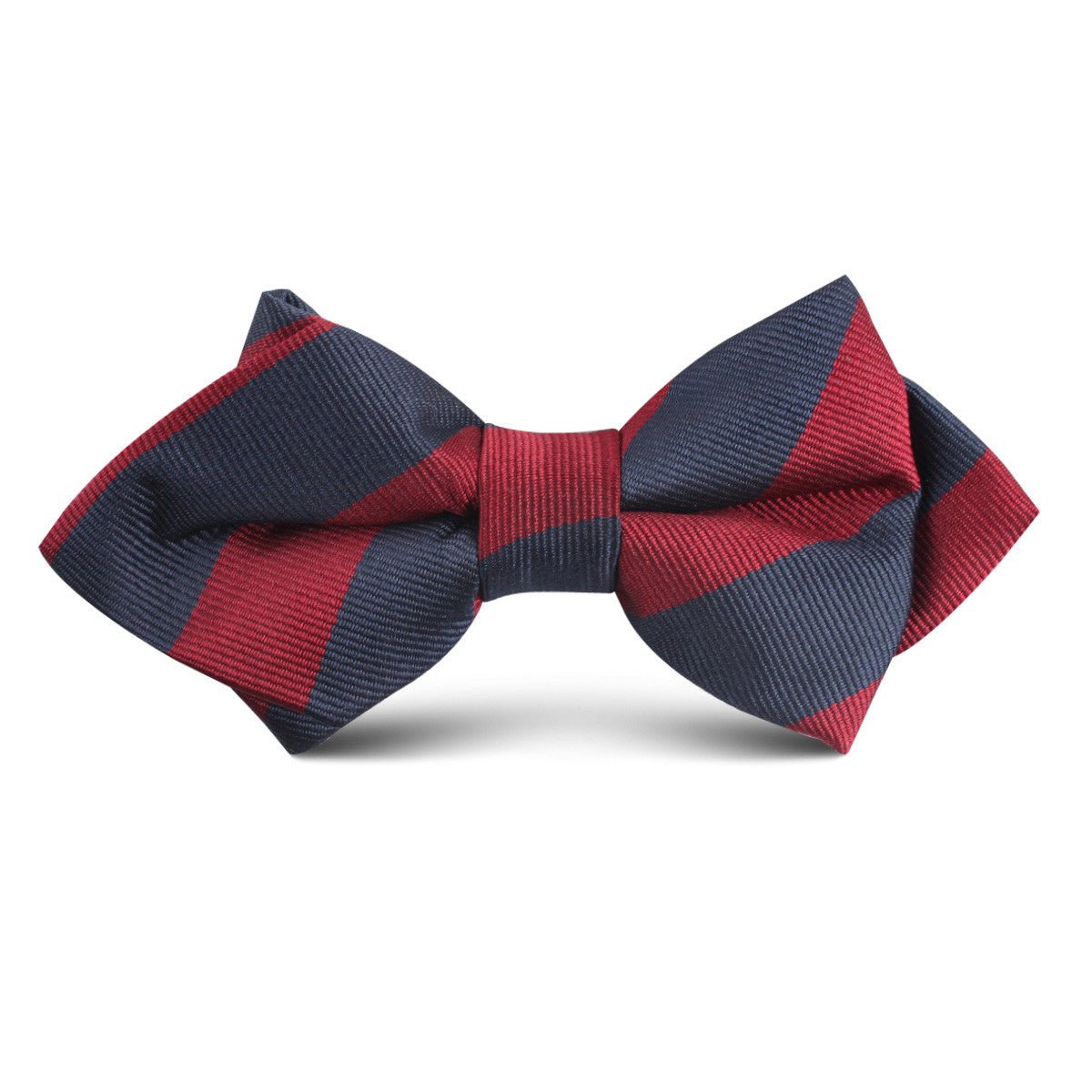 Burgundy & Navy Blue Stripes Kids Diamond Bow Tie