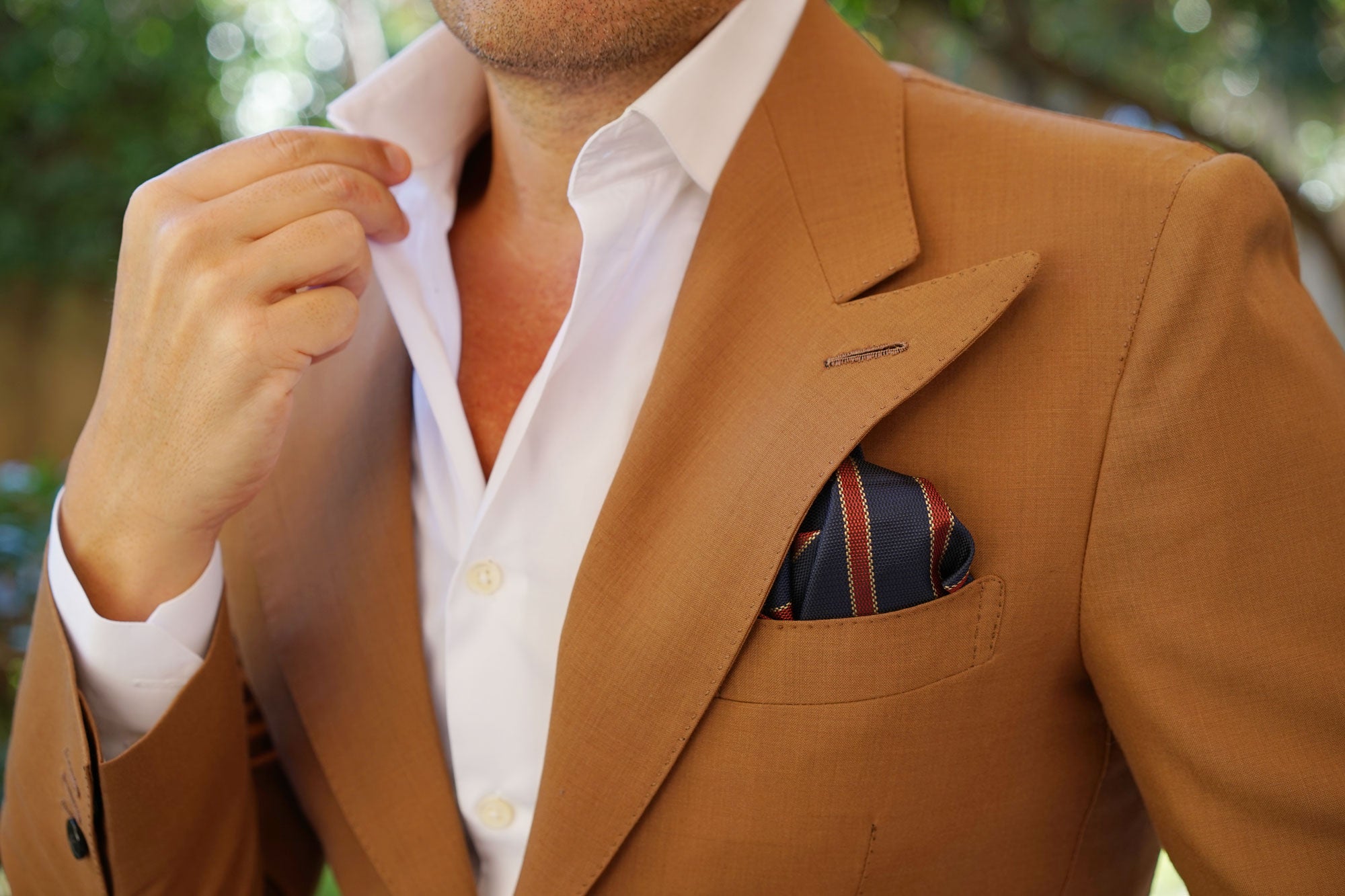 Cambridge Navy Blue with Royal Red Stripes Pocket Square