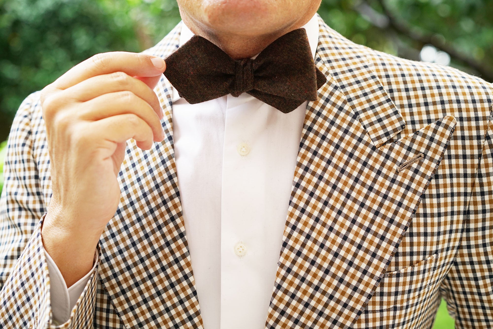 Brown Columbia Wool Diamond Self Bow Tie