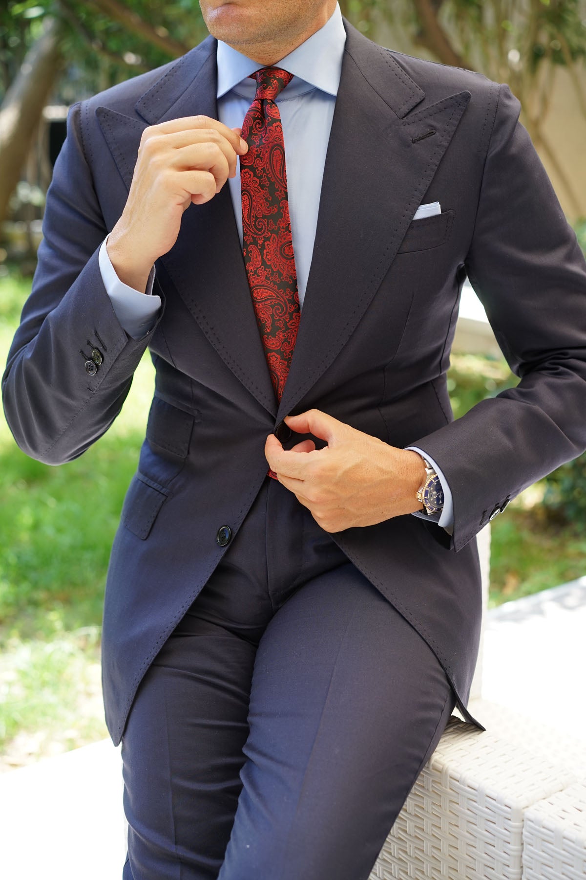 Paisley Red and Black Skinny Tie