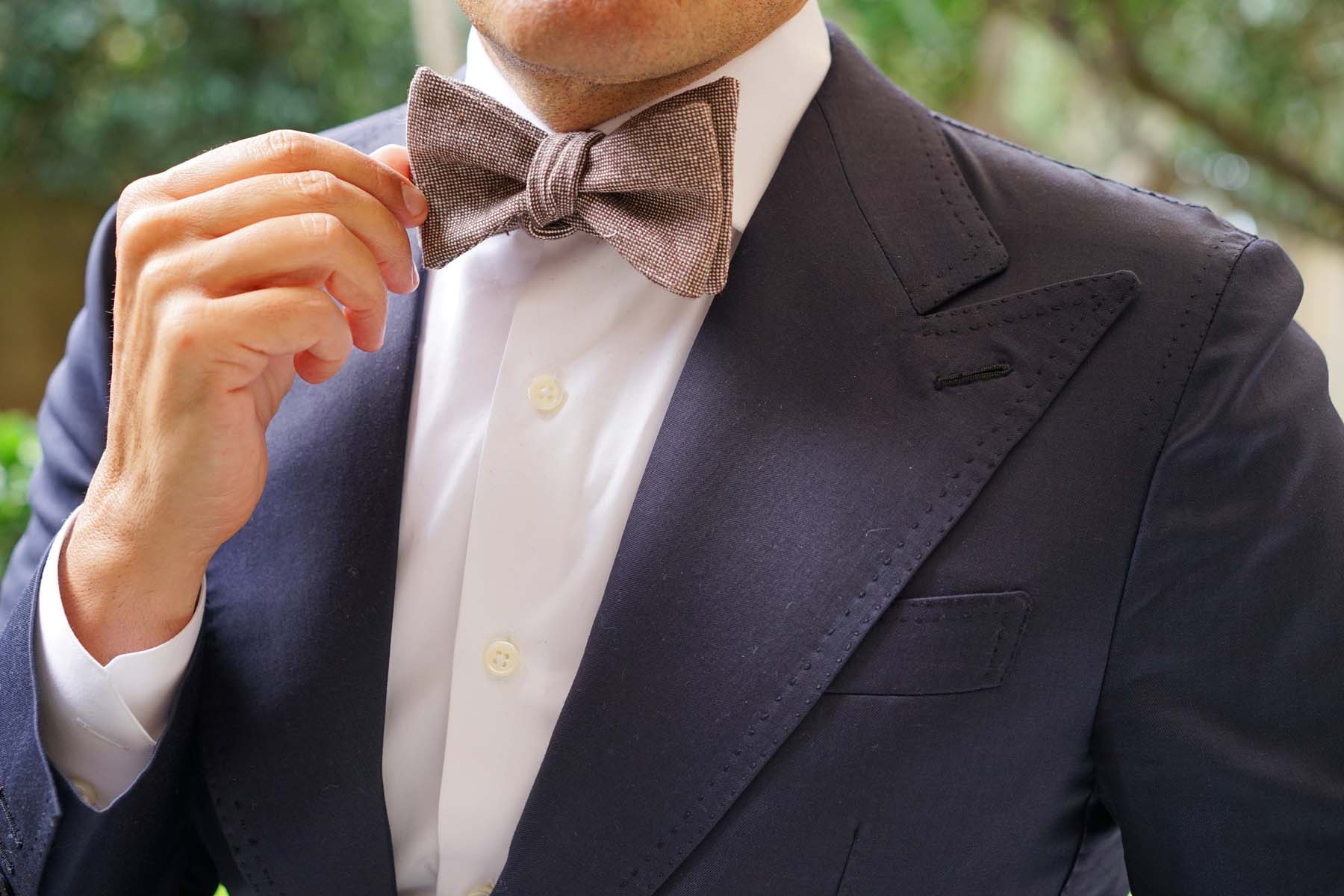 Brown Gingerbread Linen Self Bow Tie