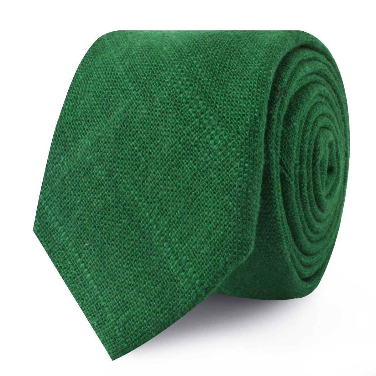 Juniper Dark Green Grain Linen Skinny Tie