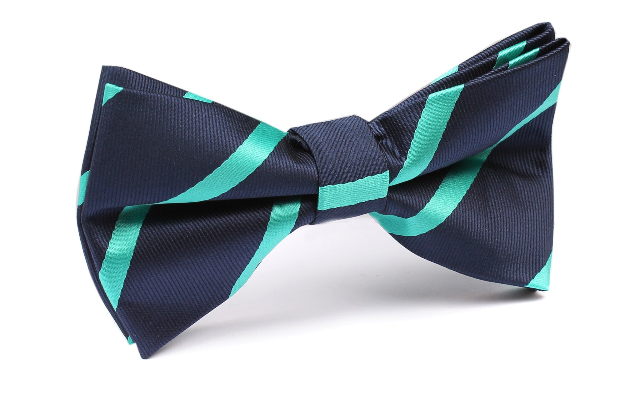 Navy Blue Bow Tie with Striped Light Blue