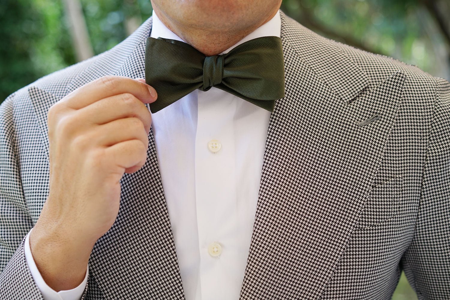 Dark Olive Green Weave Self Bow Tie