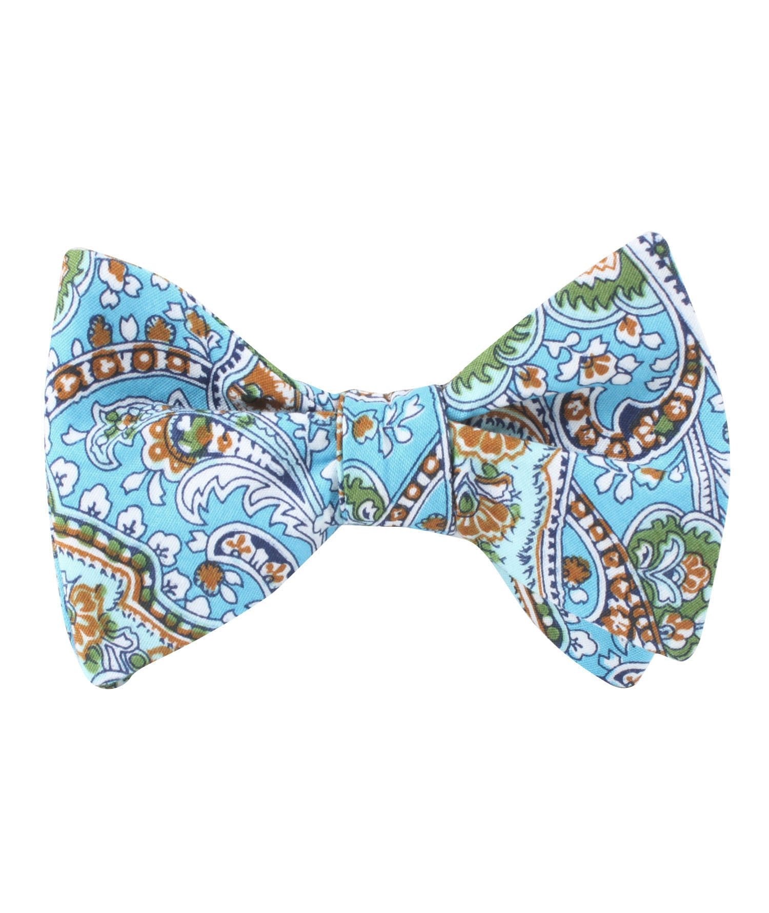 Isola Comacina Blue Paisley Self Bow Tie