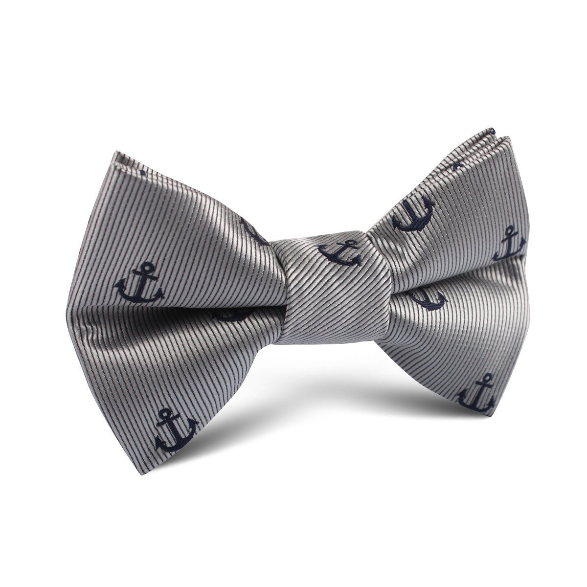 The OTAA Light Grey with Navy Blue Anchors Kids Bow Tie