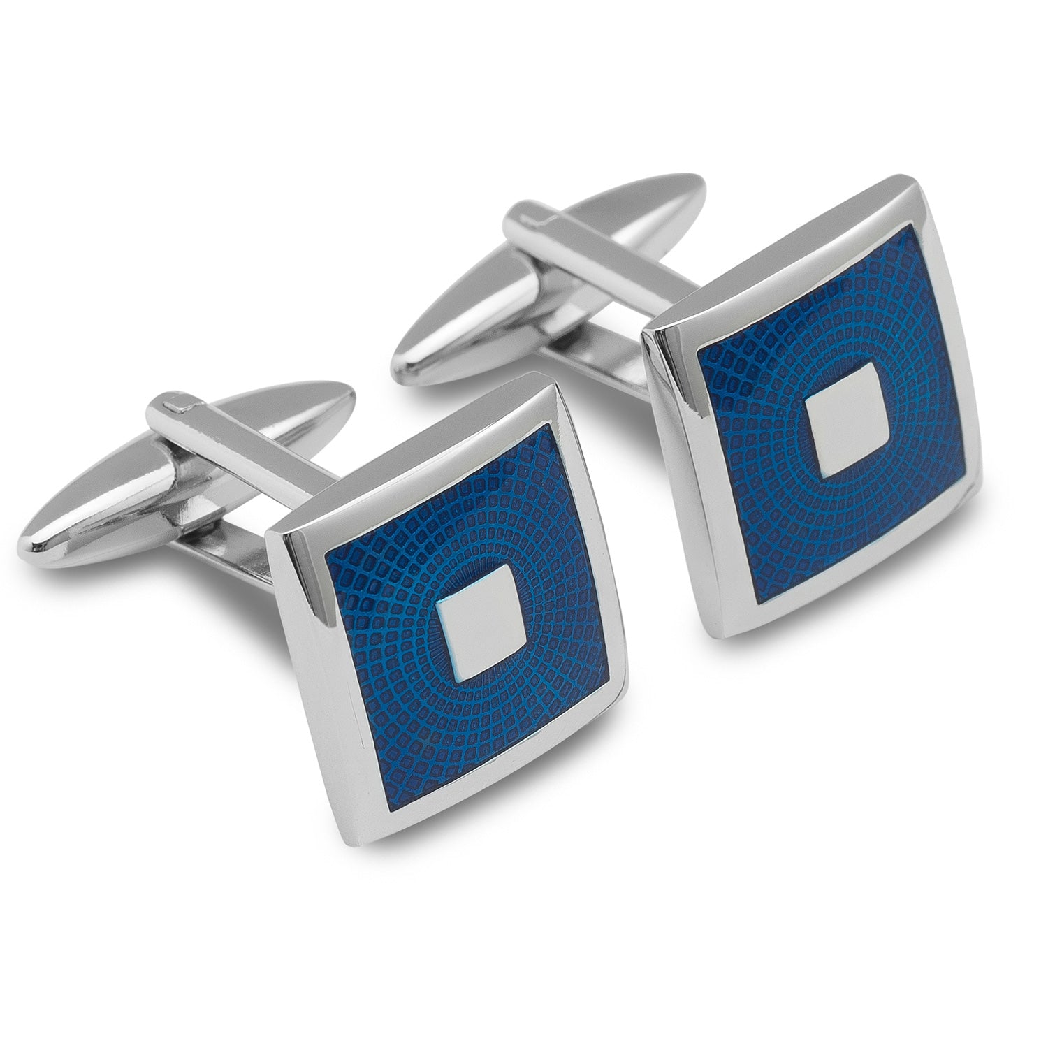 Infinity Blue and Silver Square Cufflinks