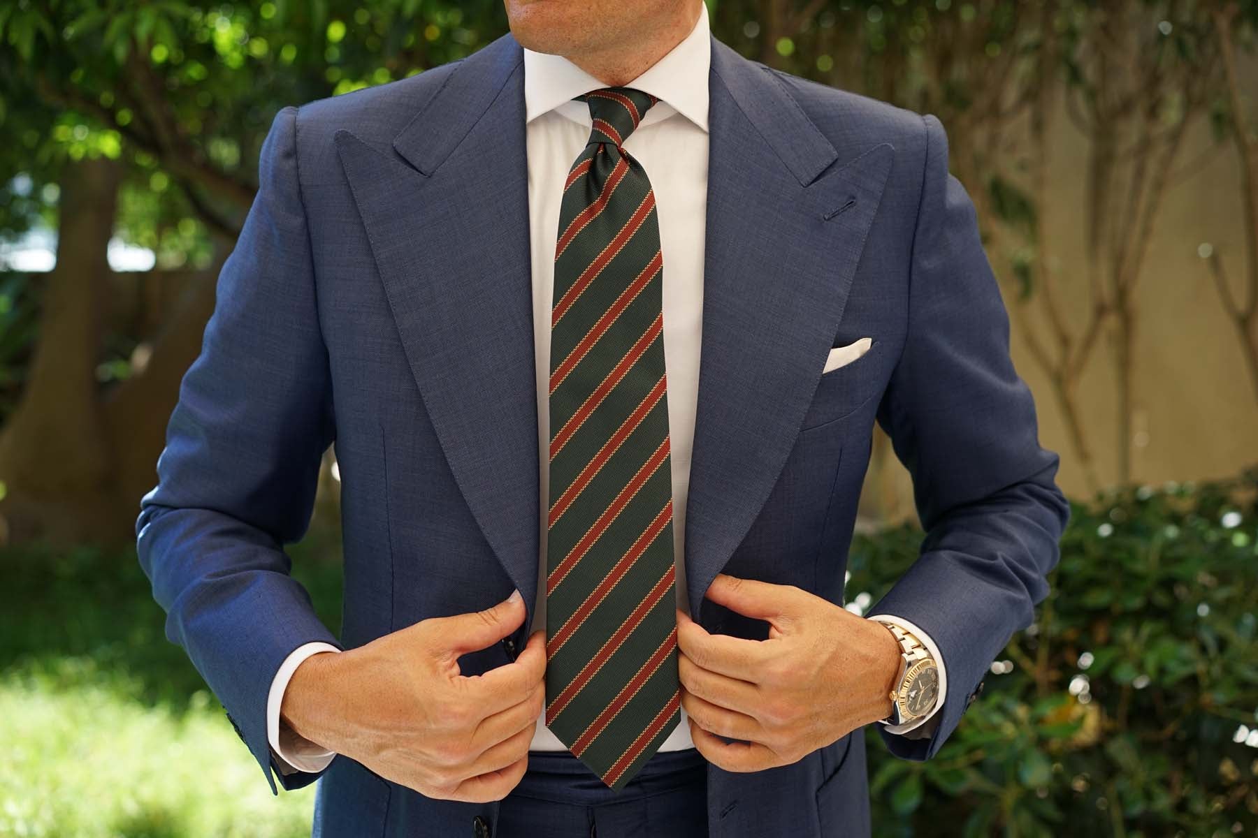 Canterbury Green with Royal Red Stripes Necktie