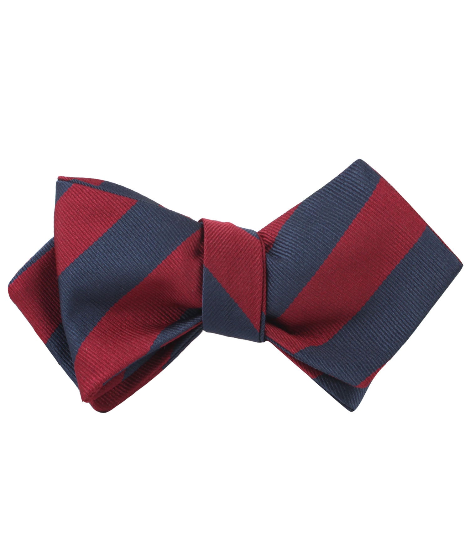 Burgundy & Navy Blue Stripes Diamond Self Bow Tie