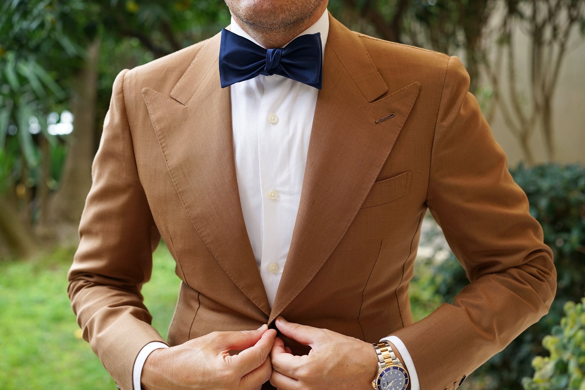 Admiral Navy Blue Satin Self Bow Tie