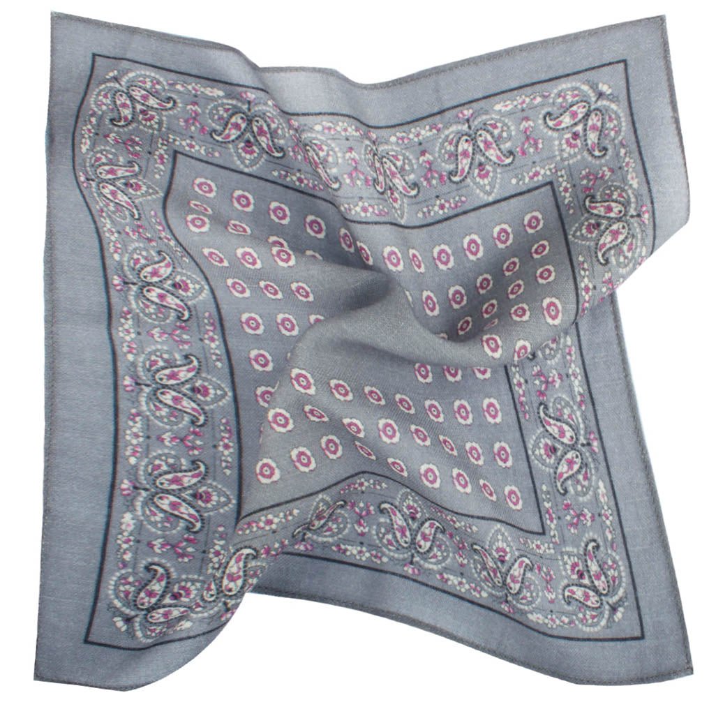 The British Bulldog Grey Wool Pocket Square