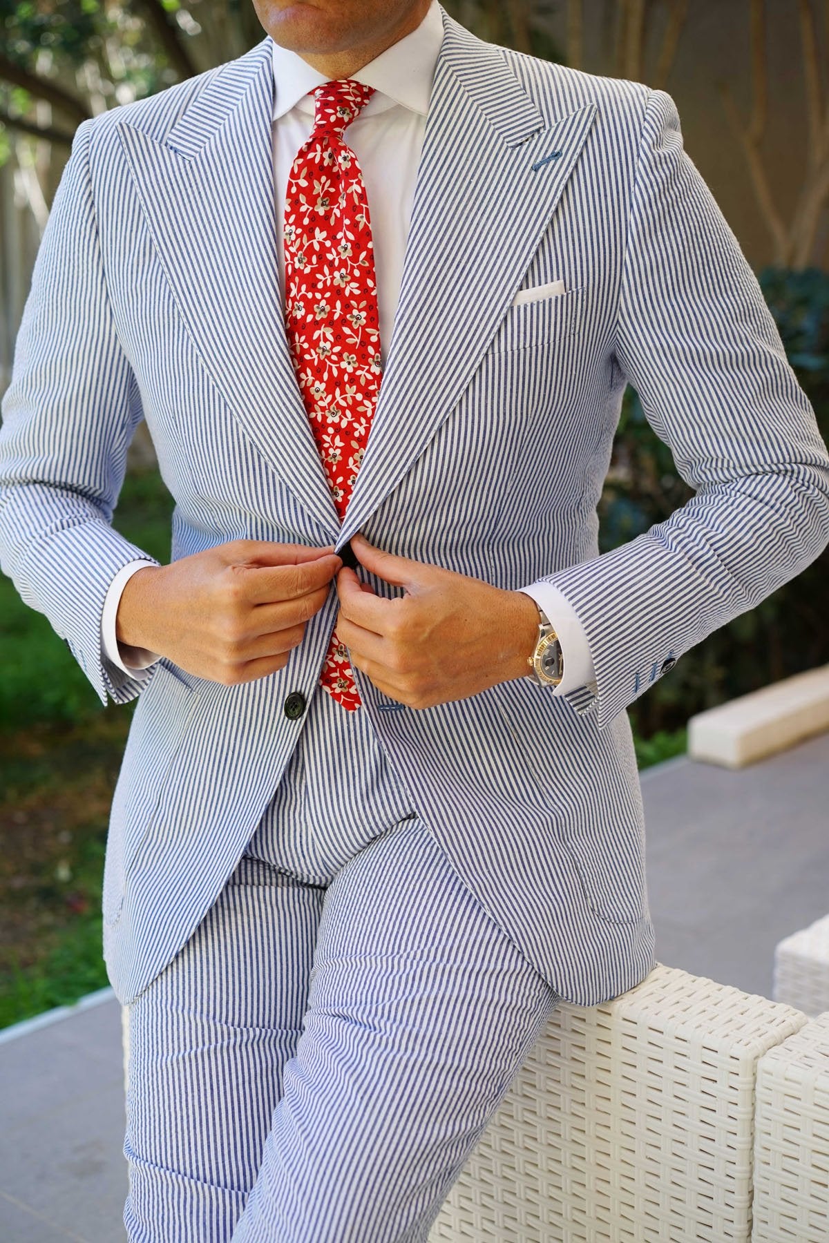 Yukata Red Floral Necktie