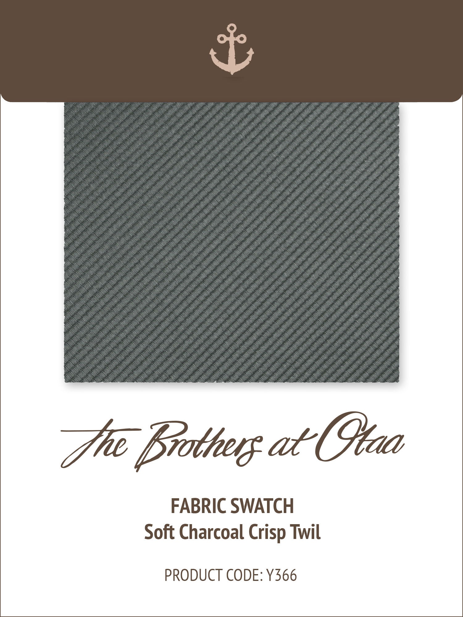 Fabric Swatch (Y366) - Soft Charcoal Crisp Twill