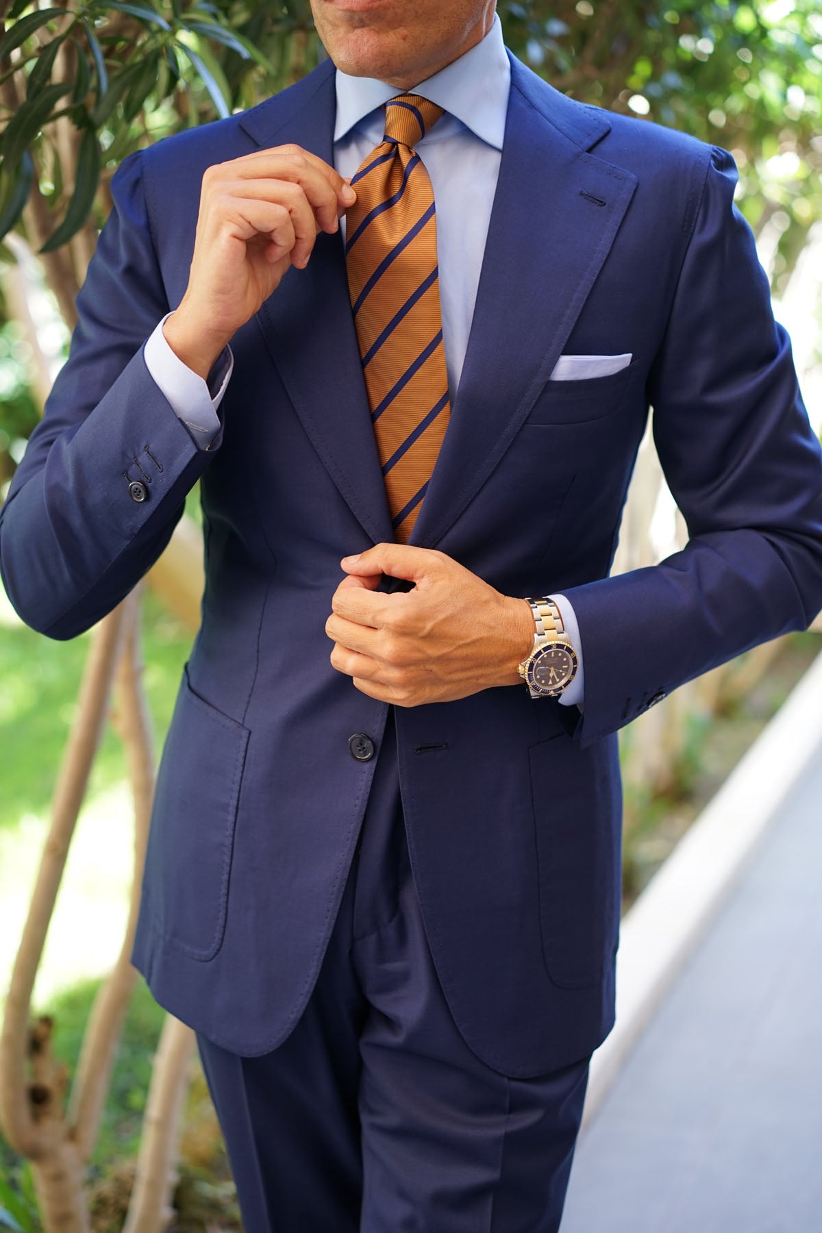 Golden Brown Pencil Stripe Tie