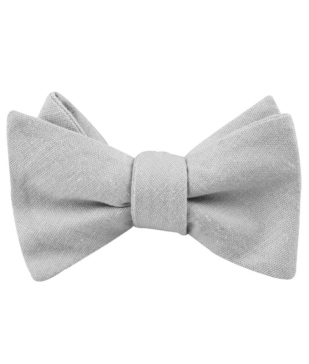 Mystic Silver Linen Self Bow Tie