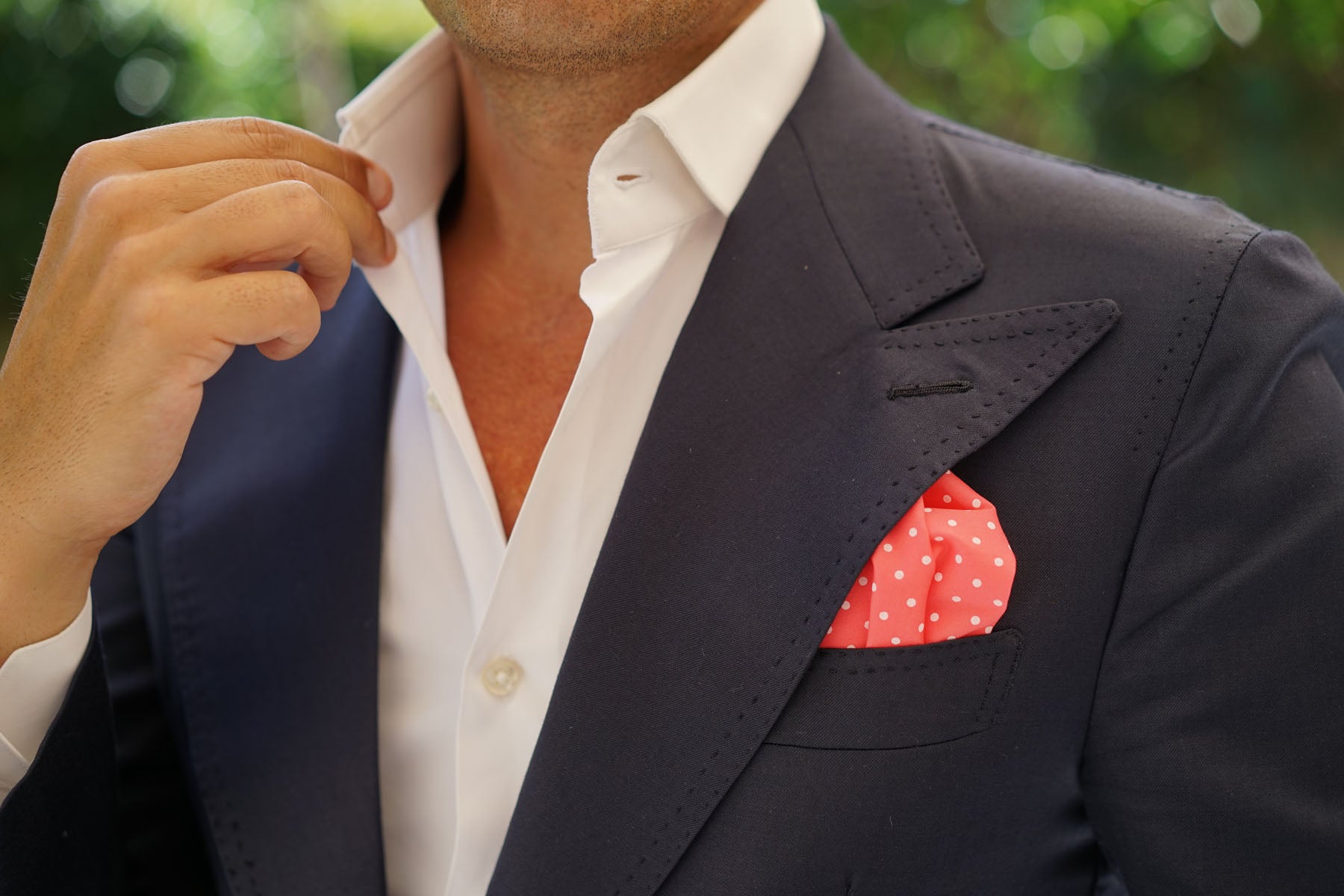 Bright Pink with White Polka Dots Cotton Pocket Square