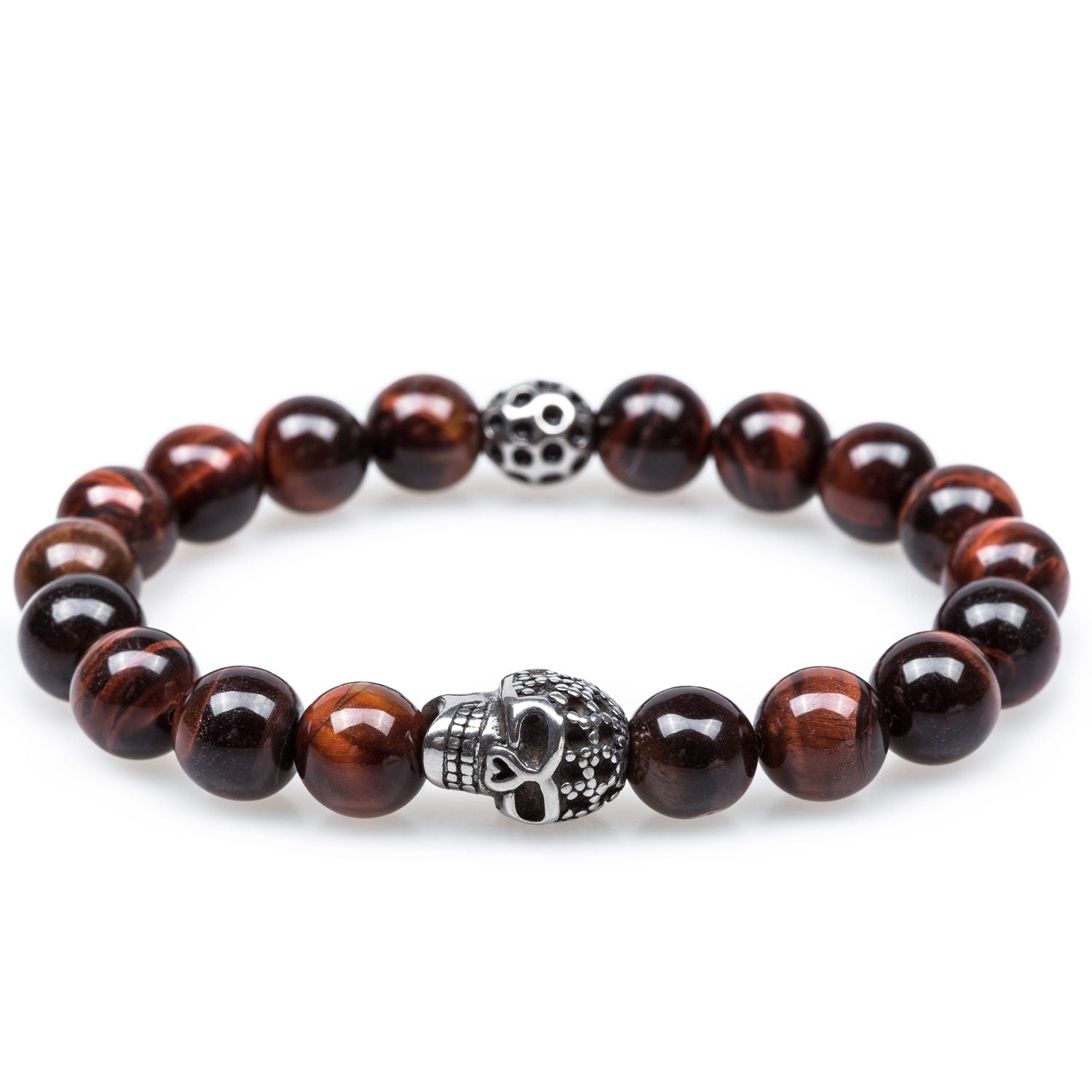 Red Tiger Eye Pirate Skull Bracelet