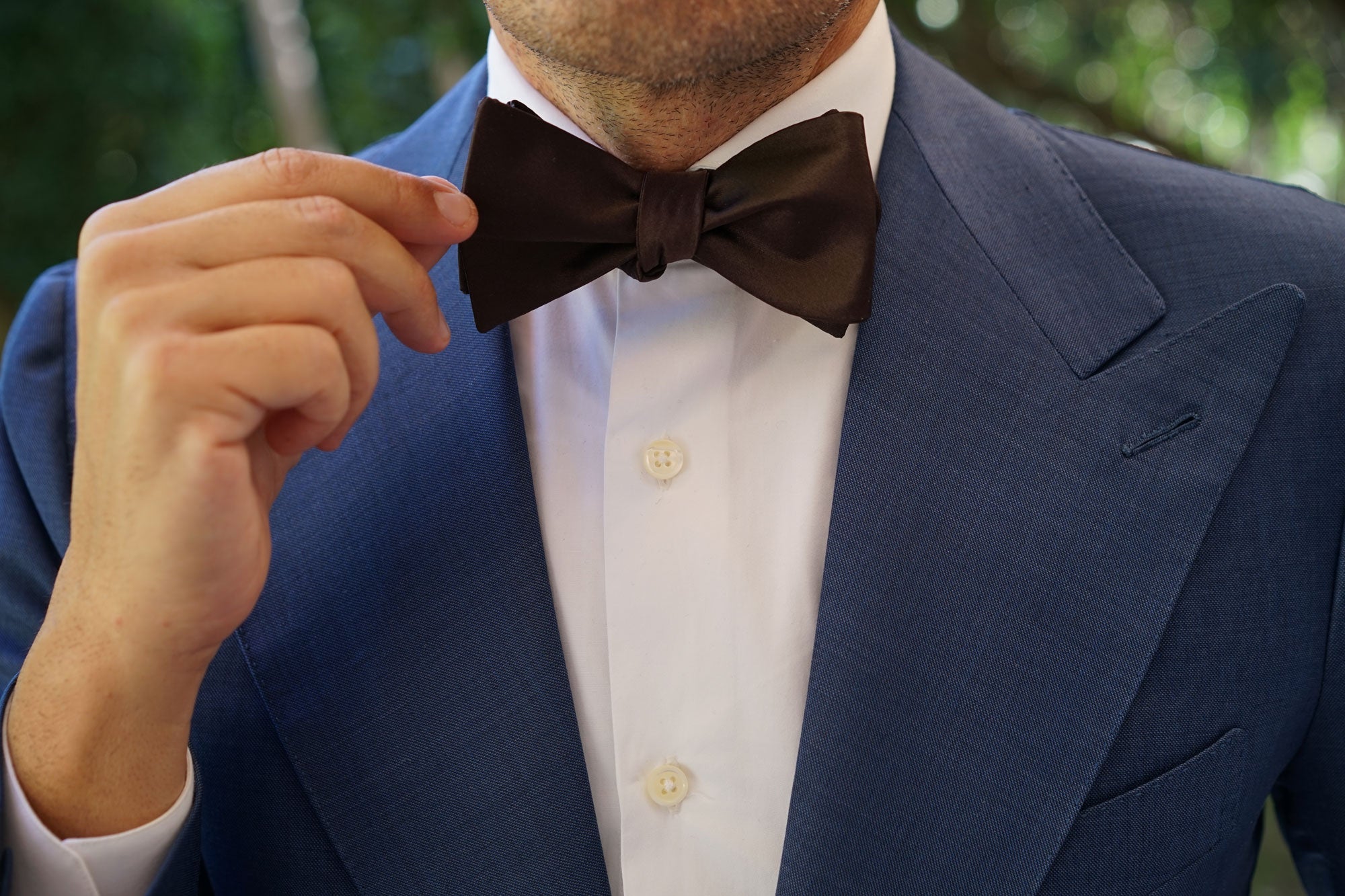 Dark Brown Truffle Satin Self Bow Tie