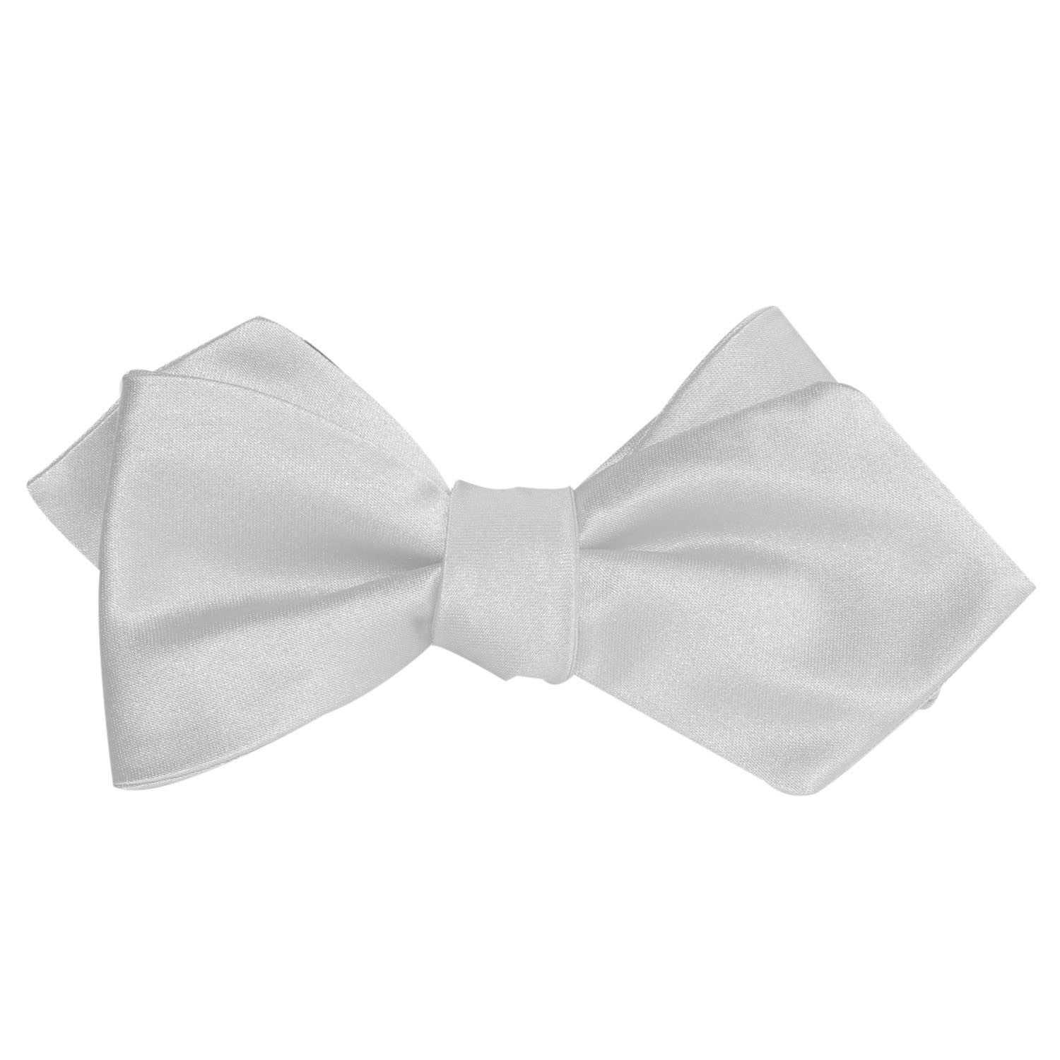 Light Grey Satin Self Tie Diamond Tip Bow Tie