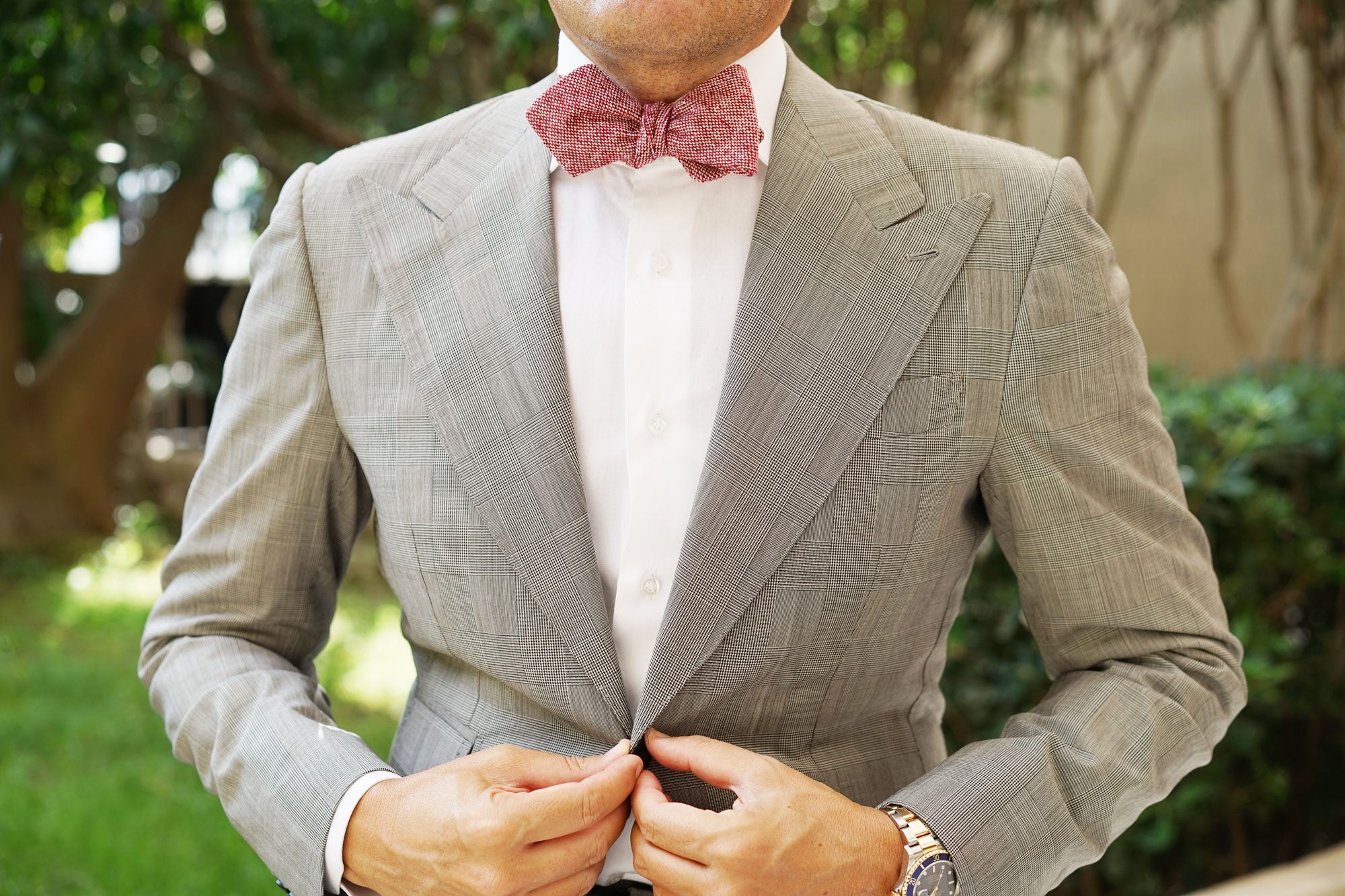 Burgundy Sharkskin Diamond Self Bow Tie