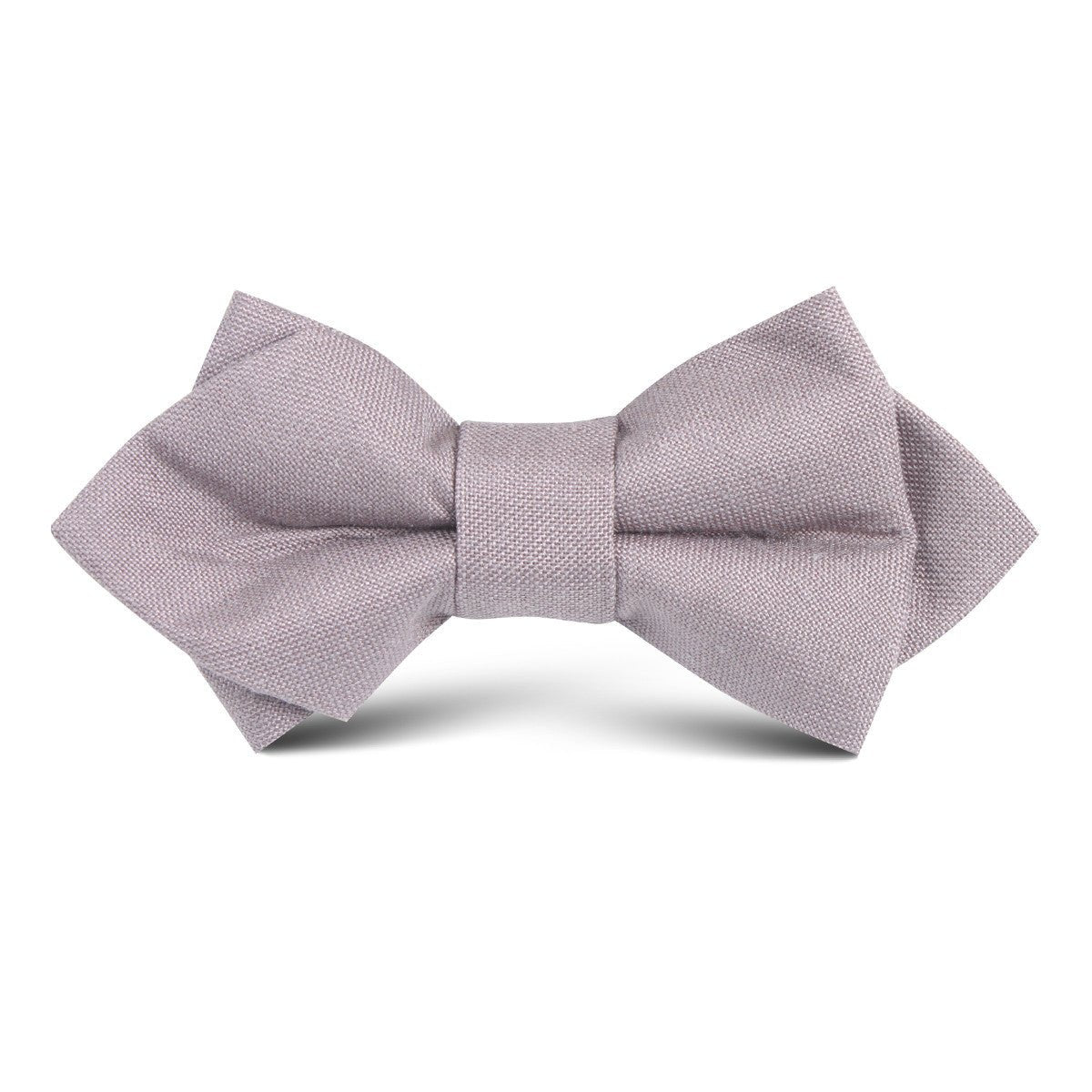 Grey Slub Linen Kids Diamond Bow Tie