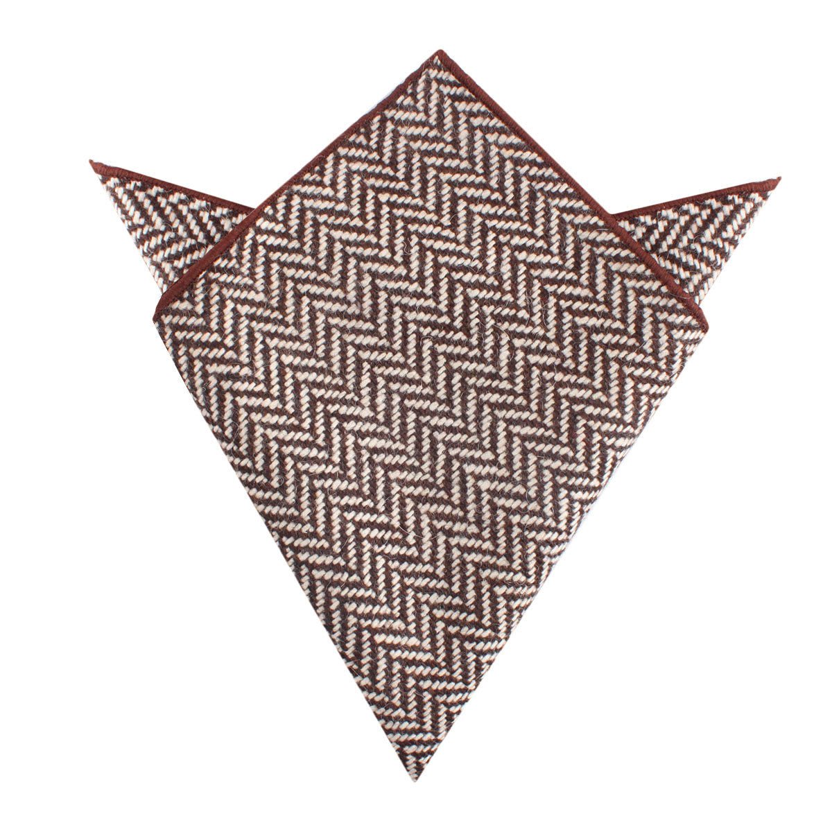 Brown Chevron Wool Pocket Square