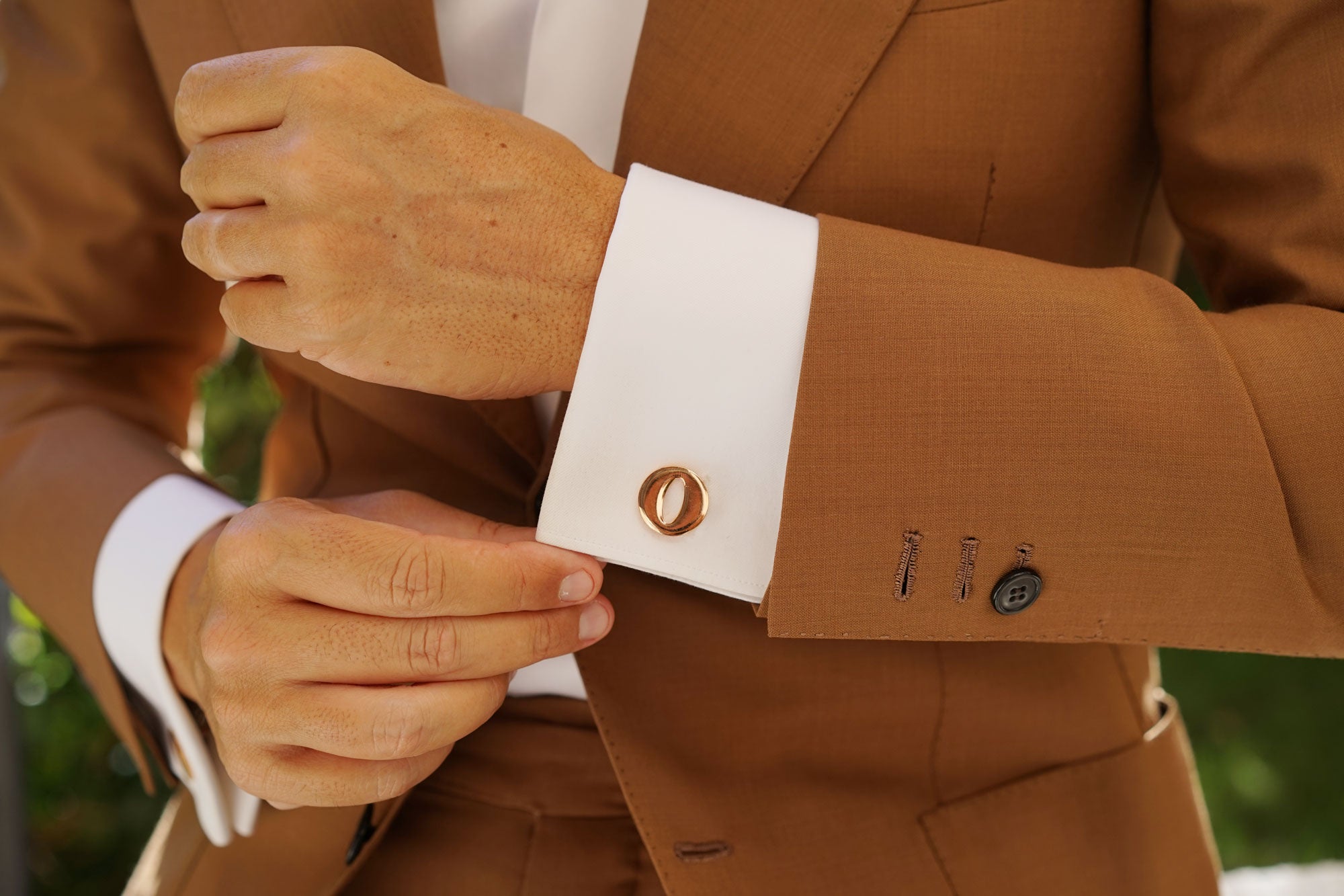 Rose Gold Letter O Cufflinks