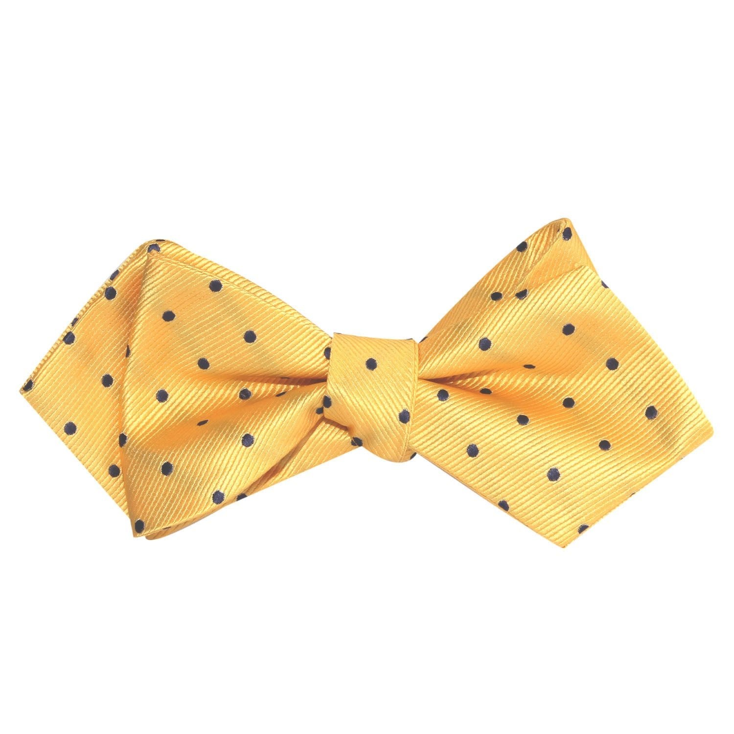 Yellow with Polka Dots Self Tie Diamond Tip Bow Tie