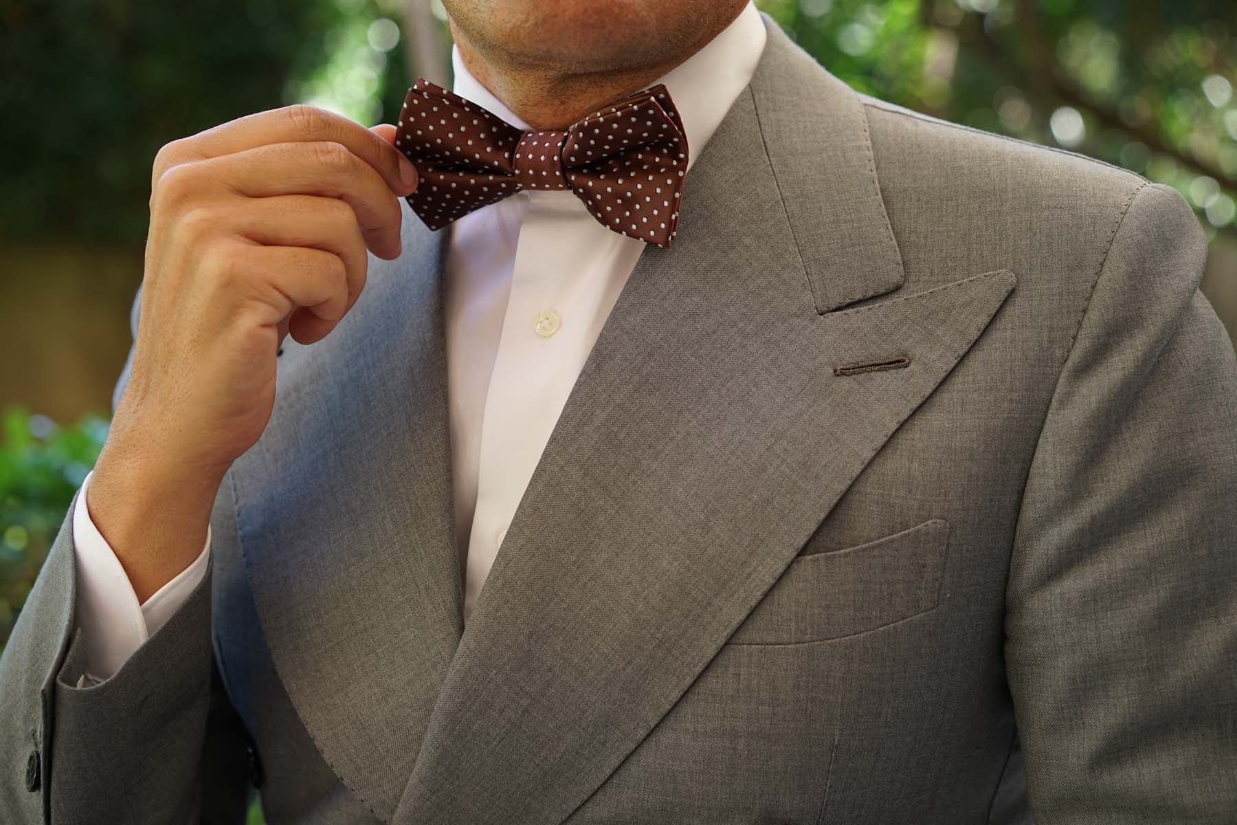 Brown Mini Polka Dots Bow Tie