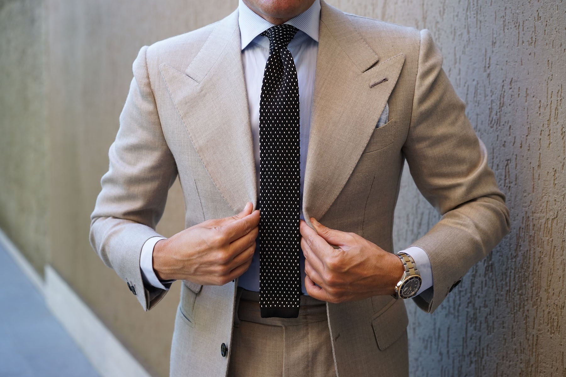 Black & White Pattern Knitted Tie