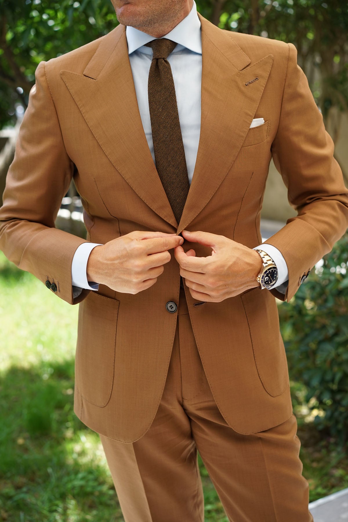 Cinnamon Herringbone Skinny Tie