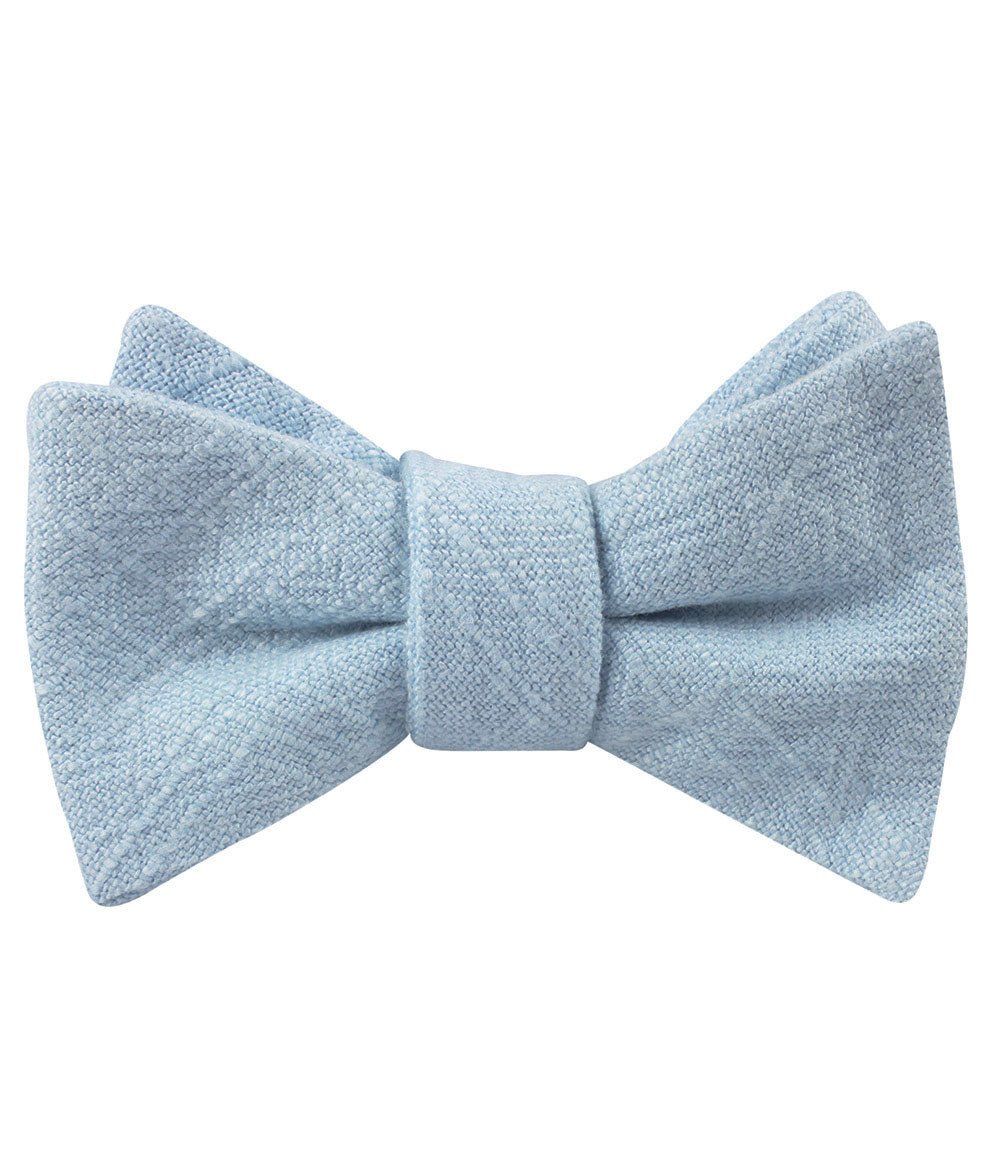 Argentinian Ice Blue Linen Self Bow Tie