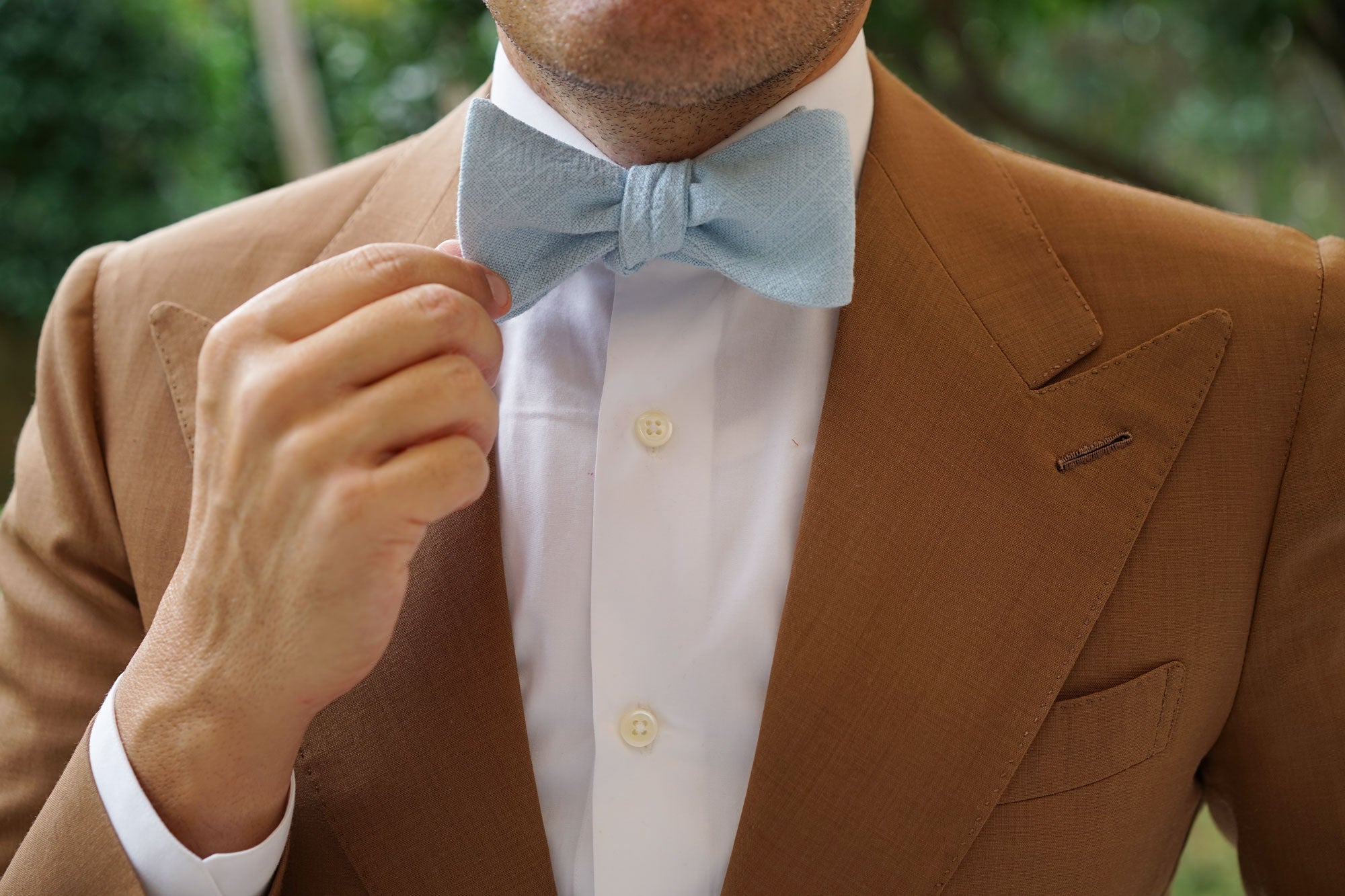 Argentinian Ice Blue Linen Self Bow Tie